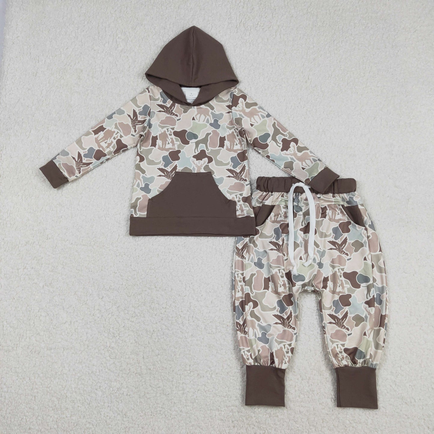 Deer duck hoodie top matching pants kids long sleeve outfit
