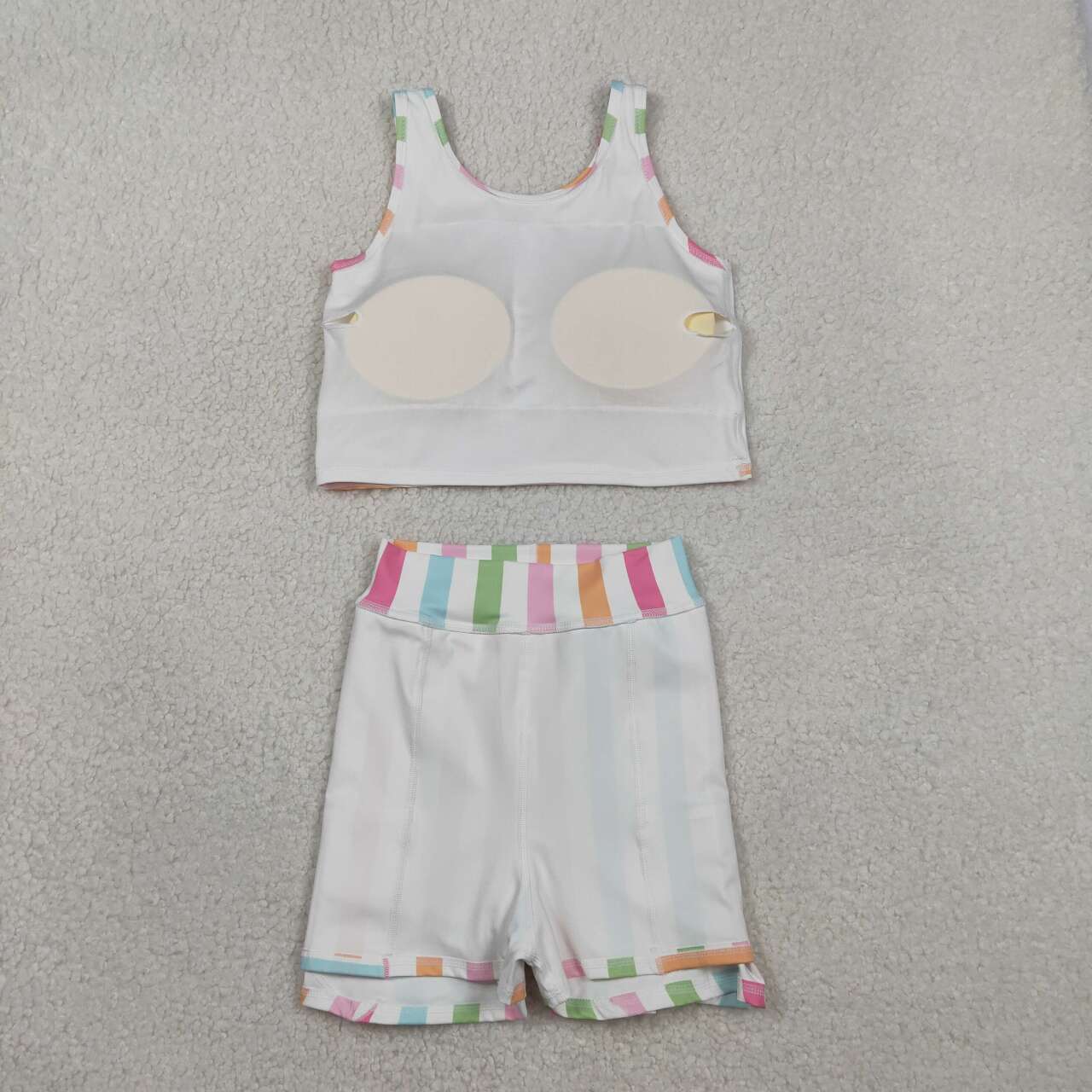 Baby girls colorful stripes floral yoga active wear two pieces outfit