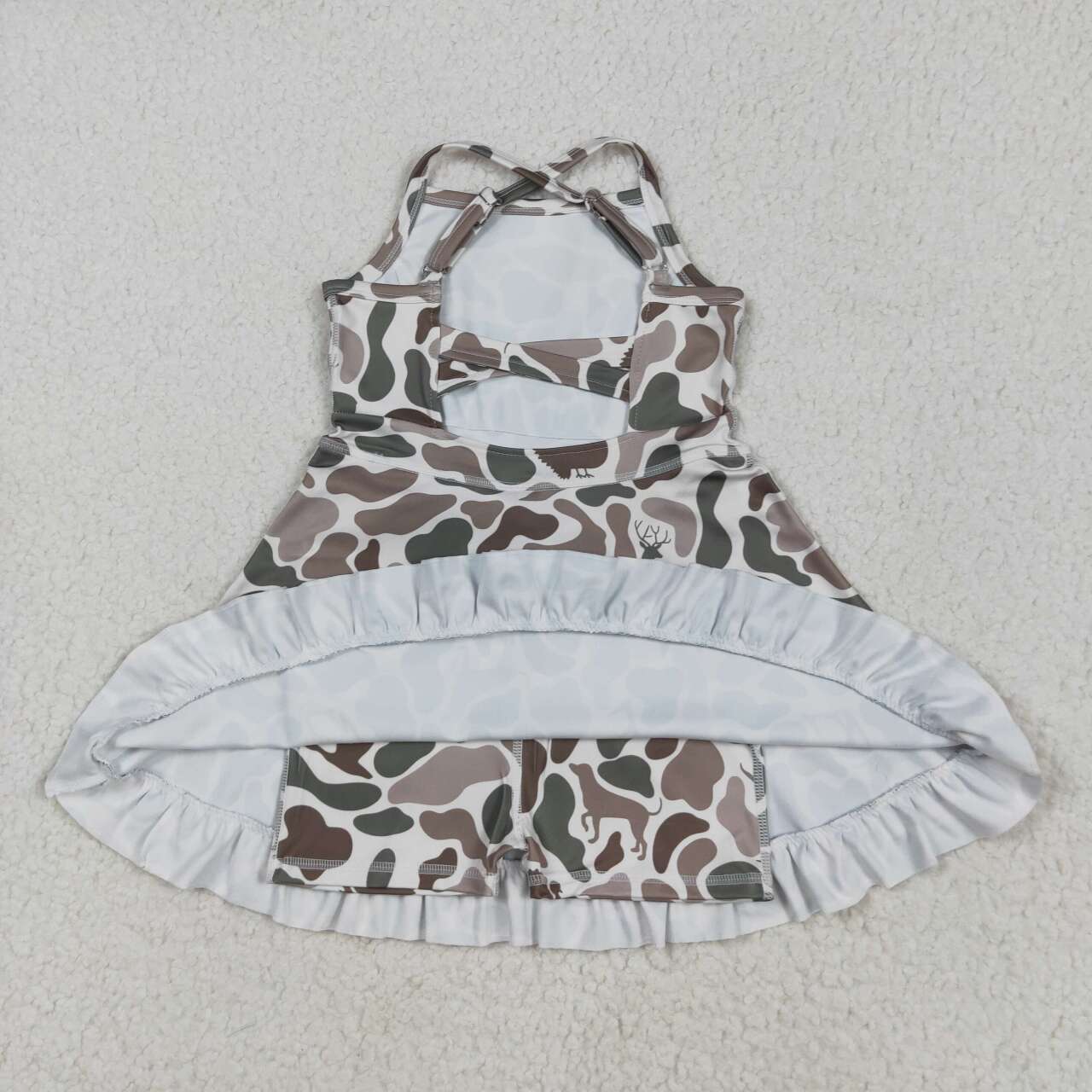 Baby girls deer duck turkey camo design active wear athletic summer yoga skirt dress