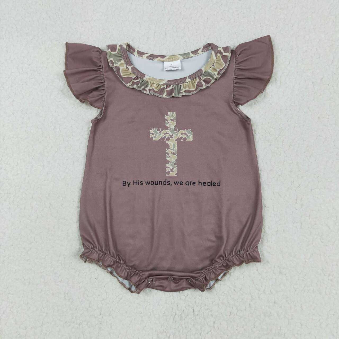 Baby girls camo Easter cross romper