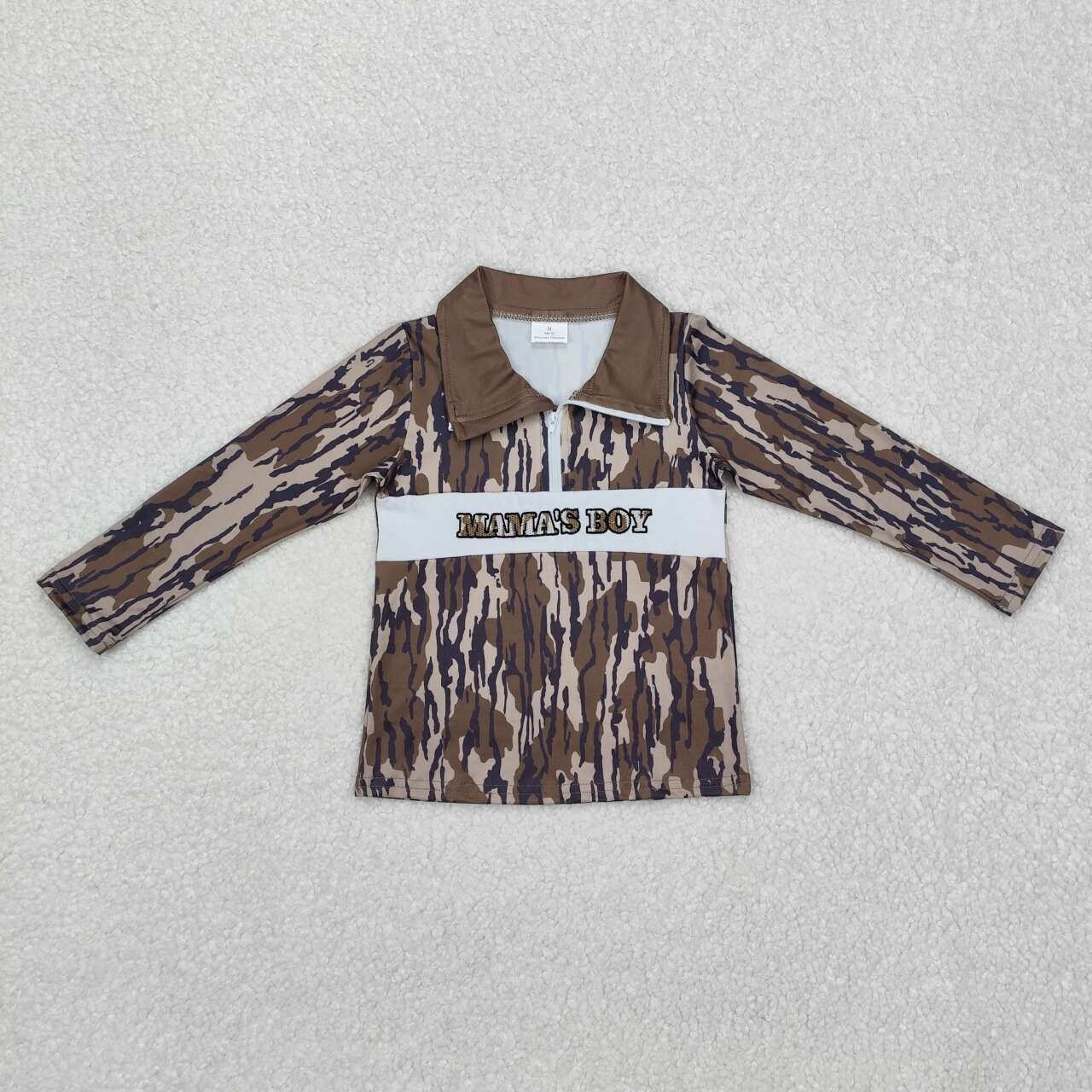 Embroidery Mamas boy camo long sleeve top