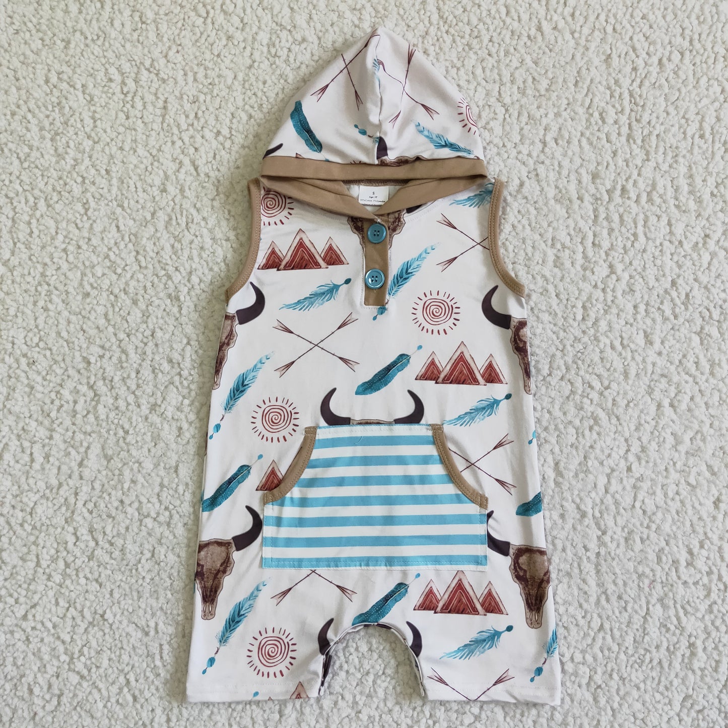 Toddle kids boys western hoodie romper