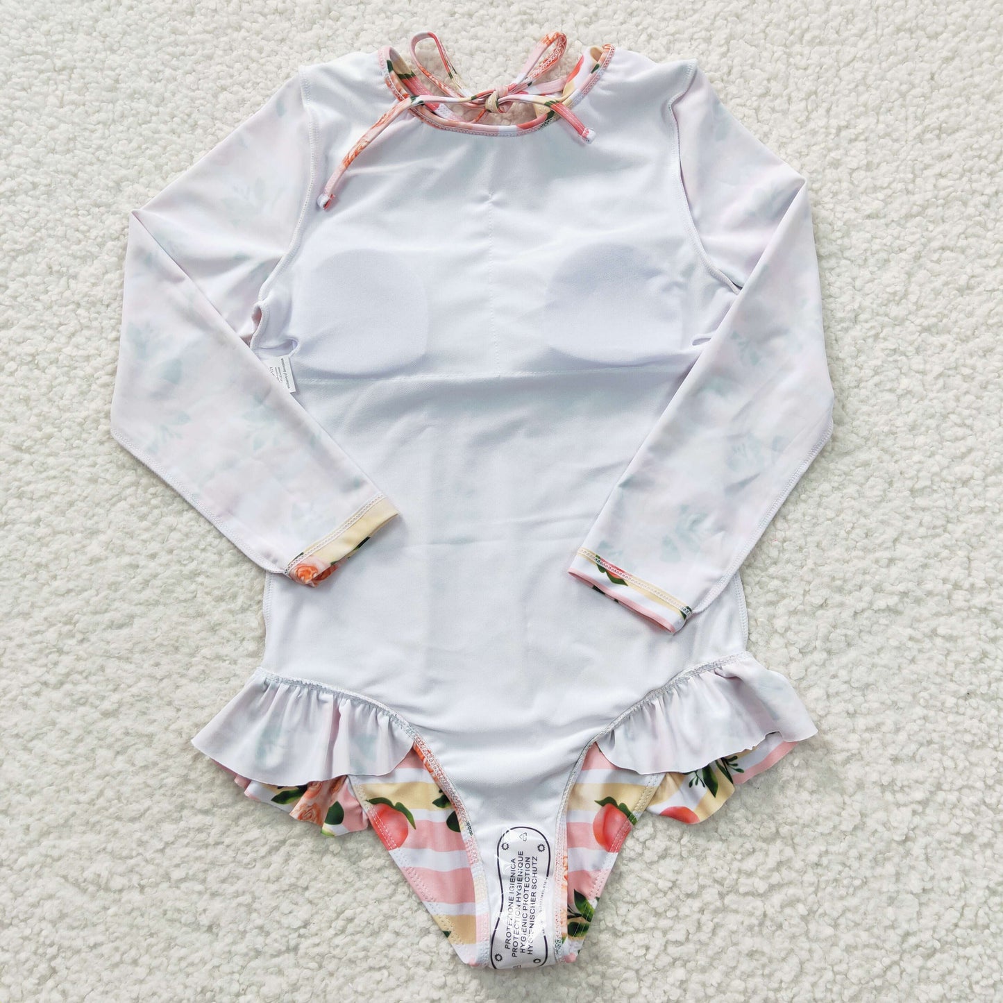 girls long sleeve floral one piece bathing suit kids swimwear
