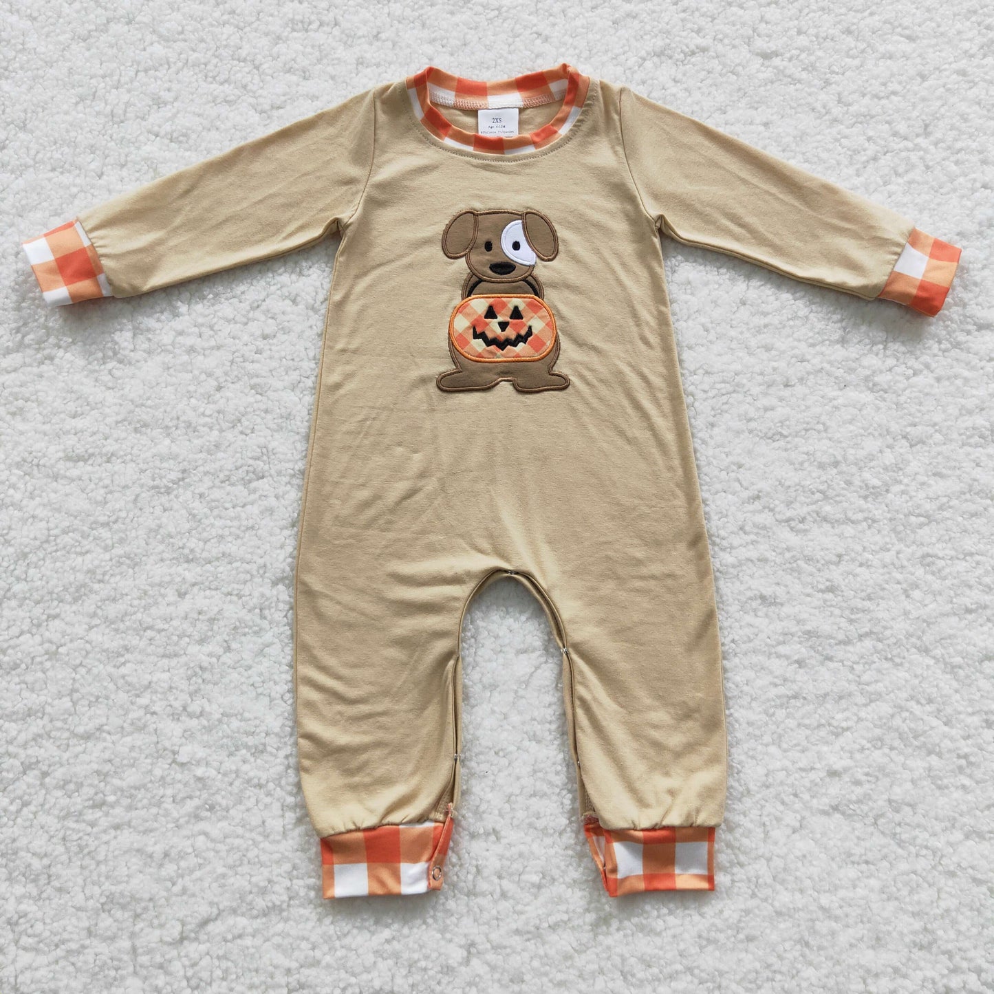 USA SHOP boy long sleeve dog pumpkin Halloween romper