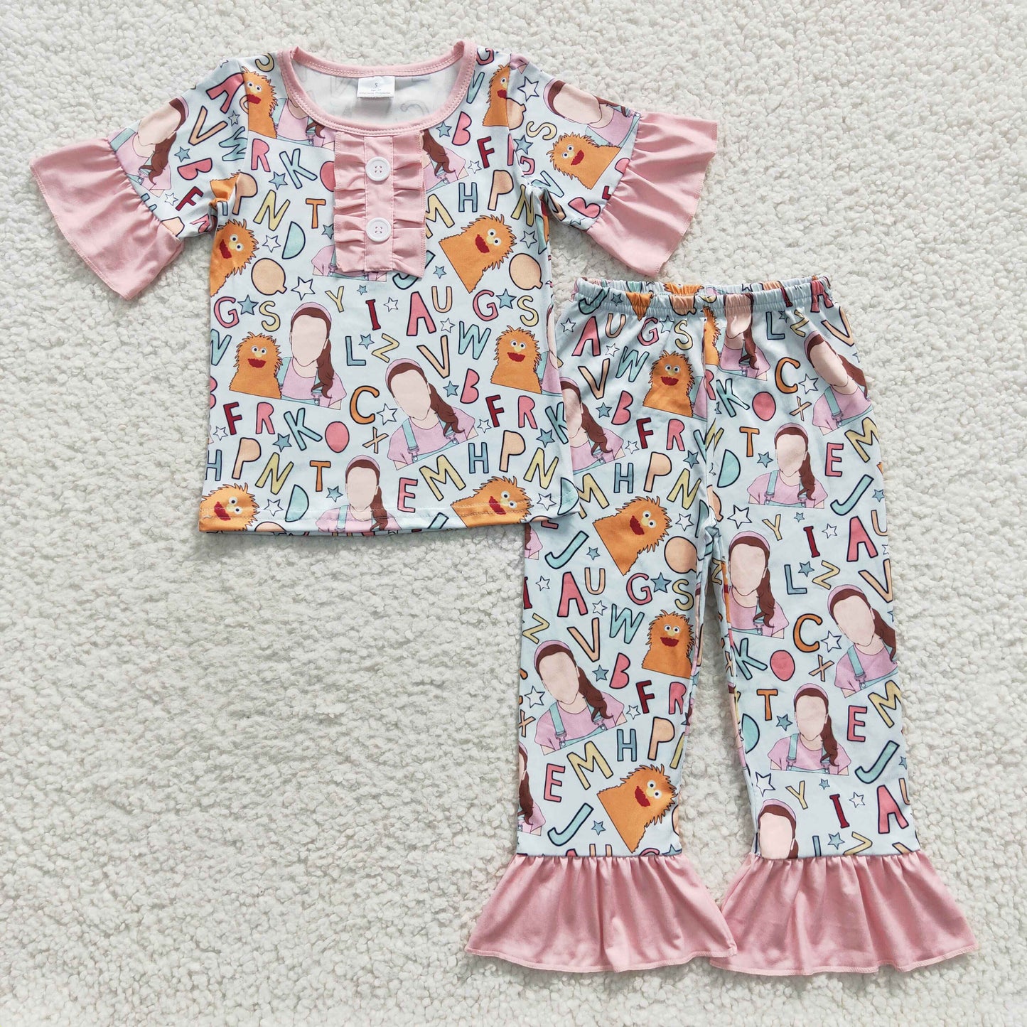 girl wholesale short sleeve teacher pajama set