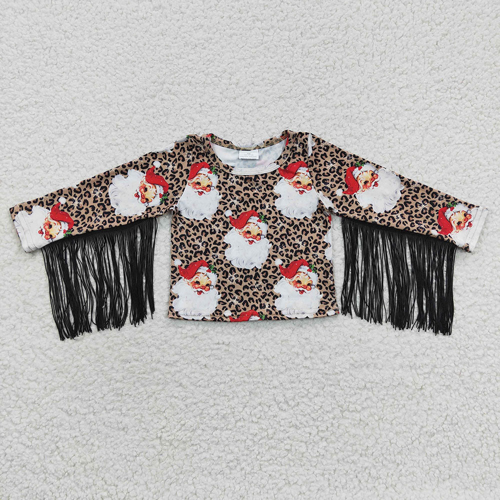 Christmas Santa Claus long sleeve tassel top
