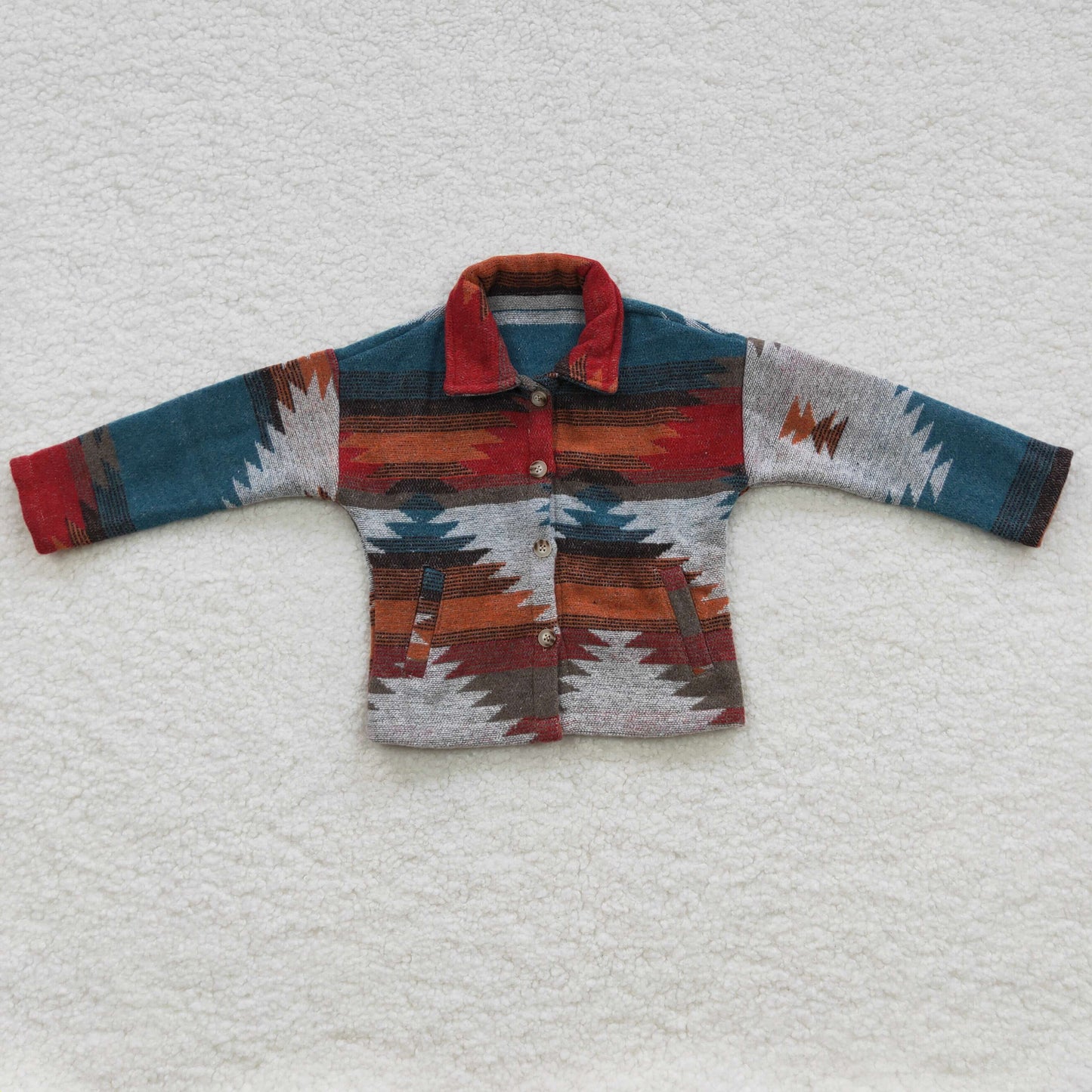 western aztec boy long sleeve button up shirt no pocket