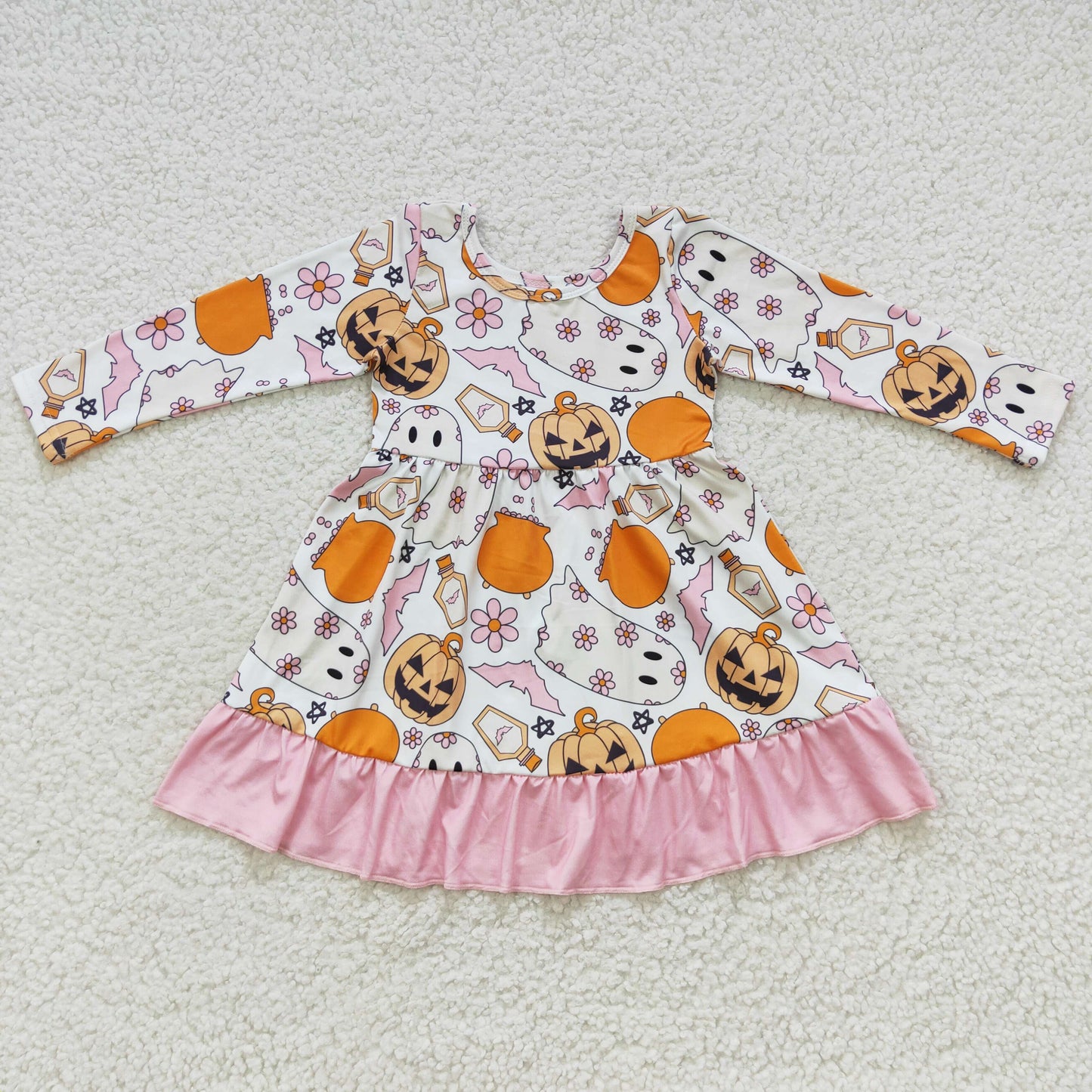 Halloween ghost pumpkin long sleeve dress