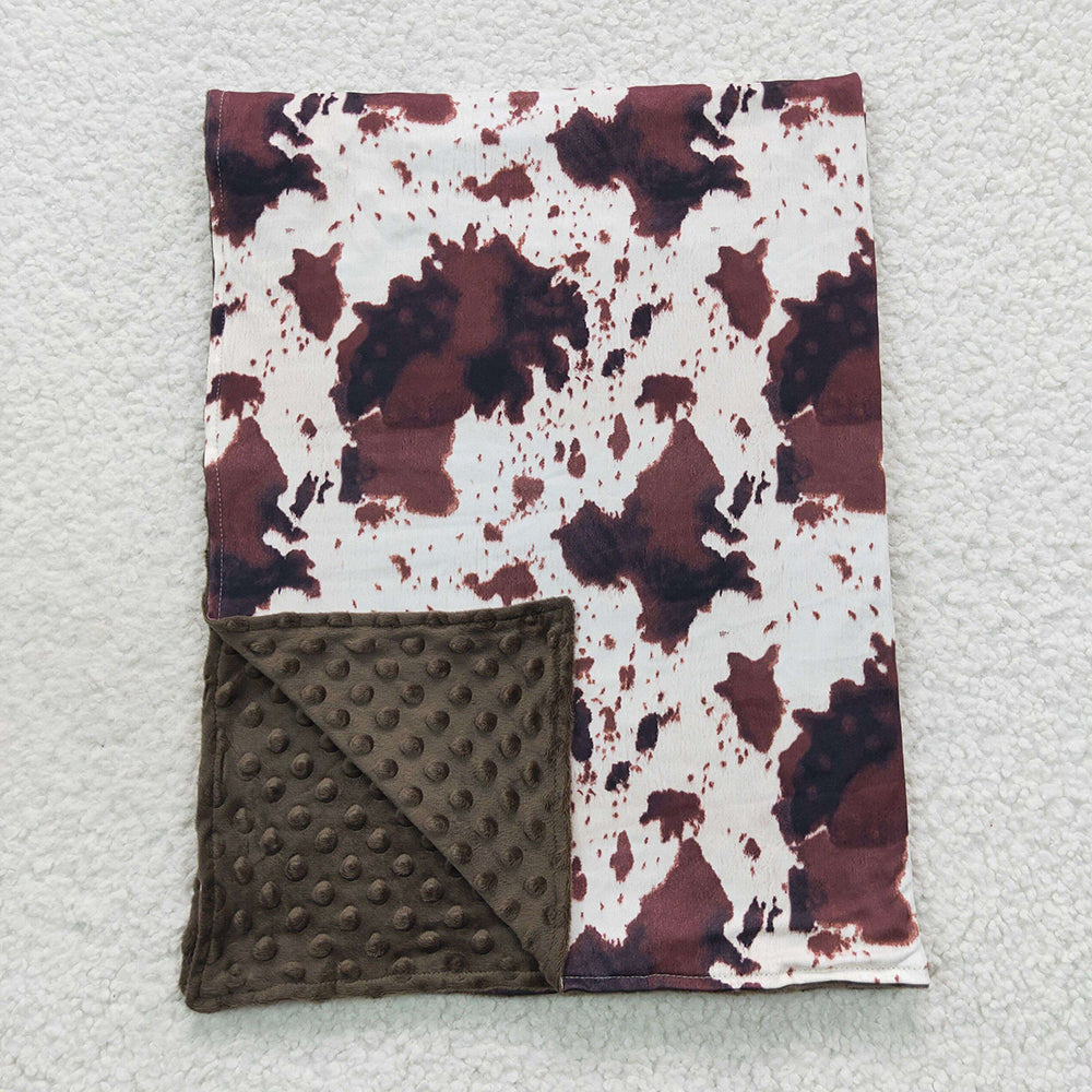 USA SHOP brown cowhide fleece blanket wholesale kids blanket