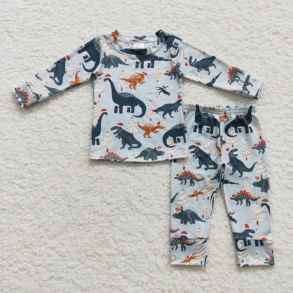 Christmas dinosaur long sleeve fall winter pajama set