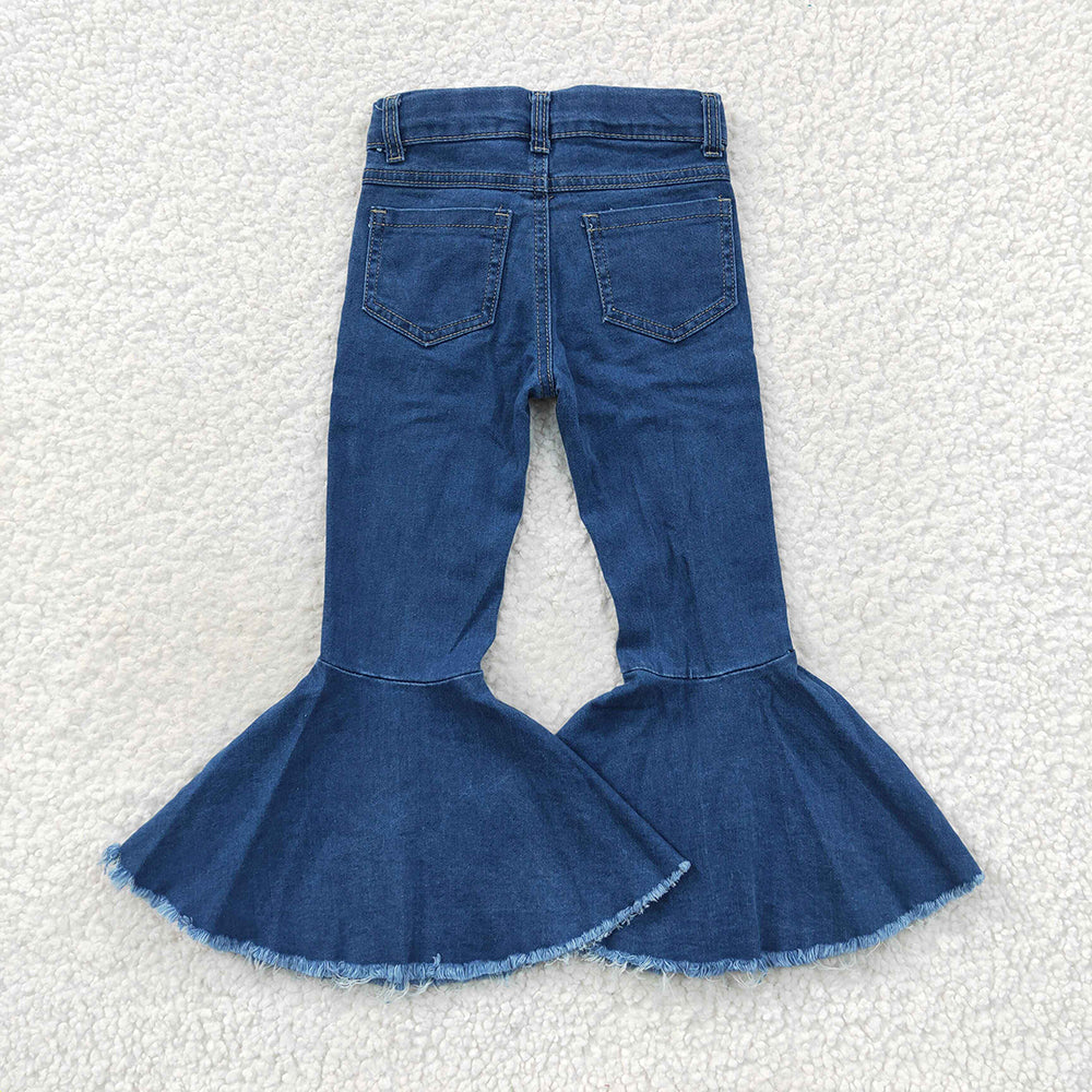 children girls distressed denim bell bottoms