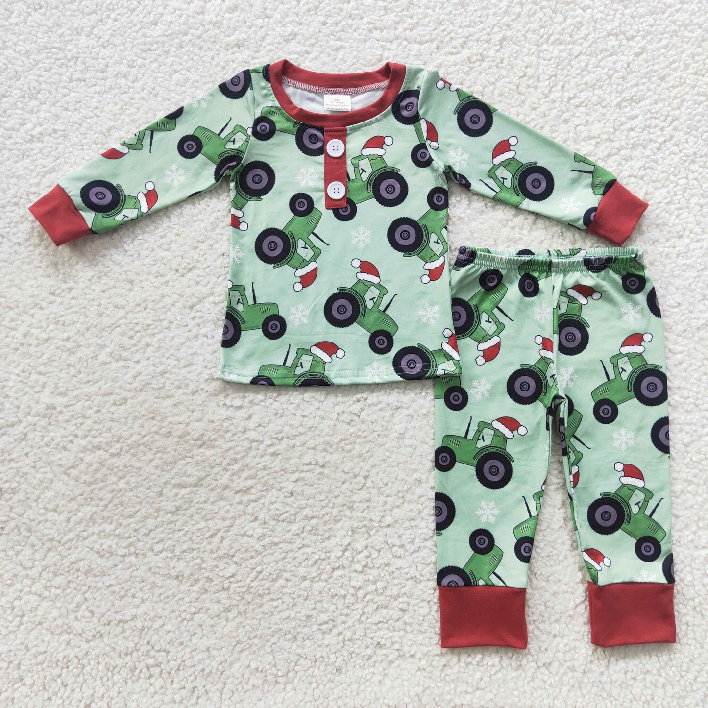 boy Christmas tractor clothes set
