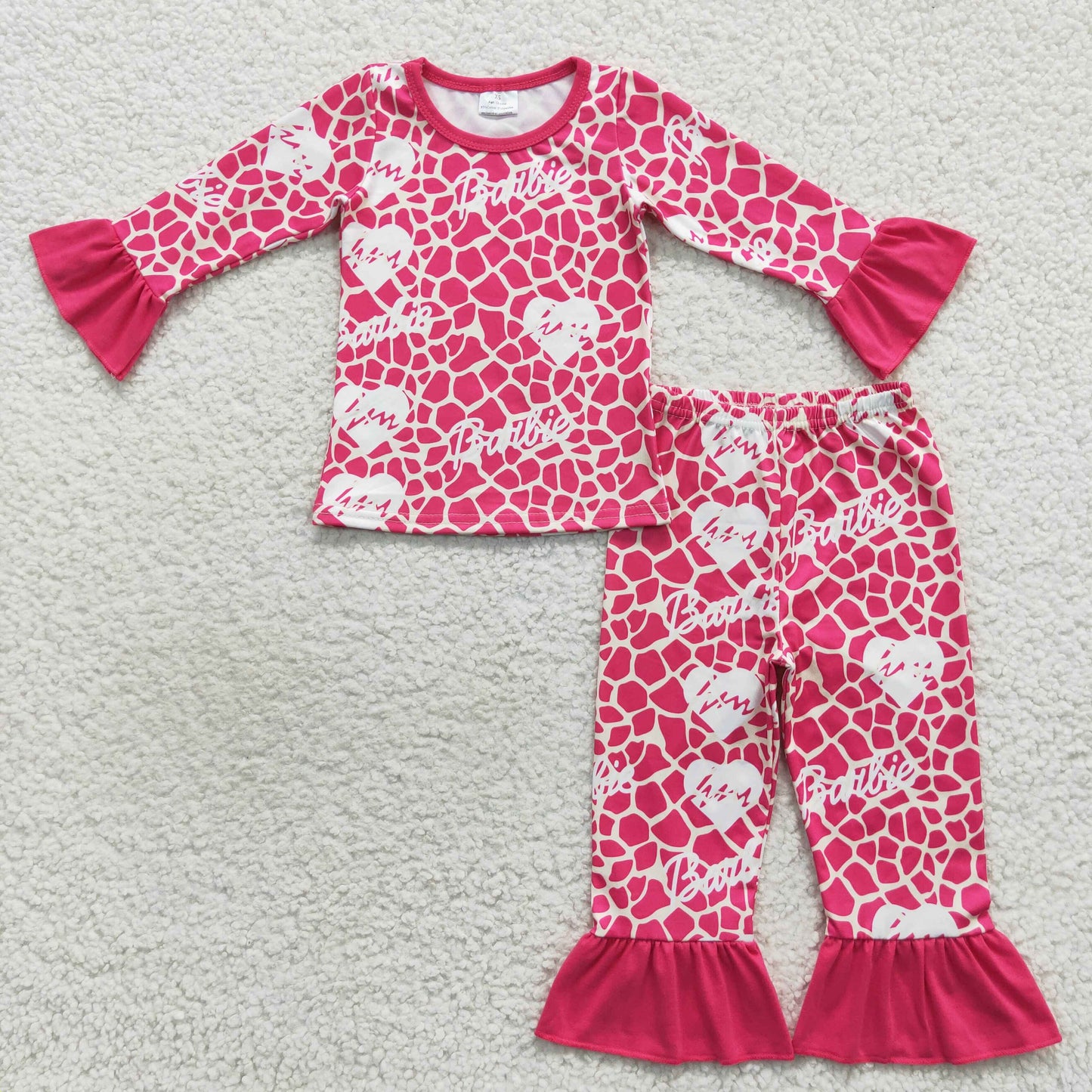pink doll long sleeve milk silk clothes set