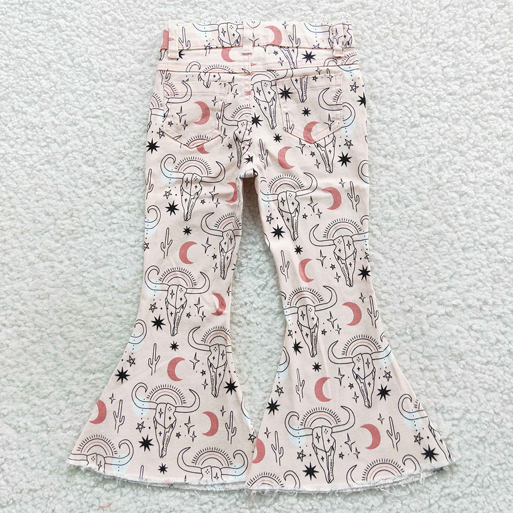 western cow denim bell bottoms cowgirl jeans pants