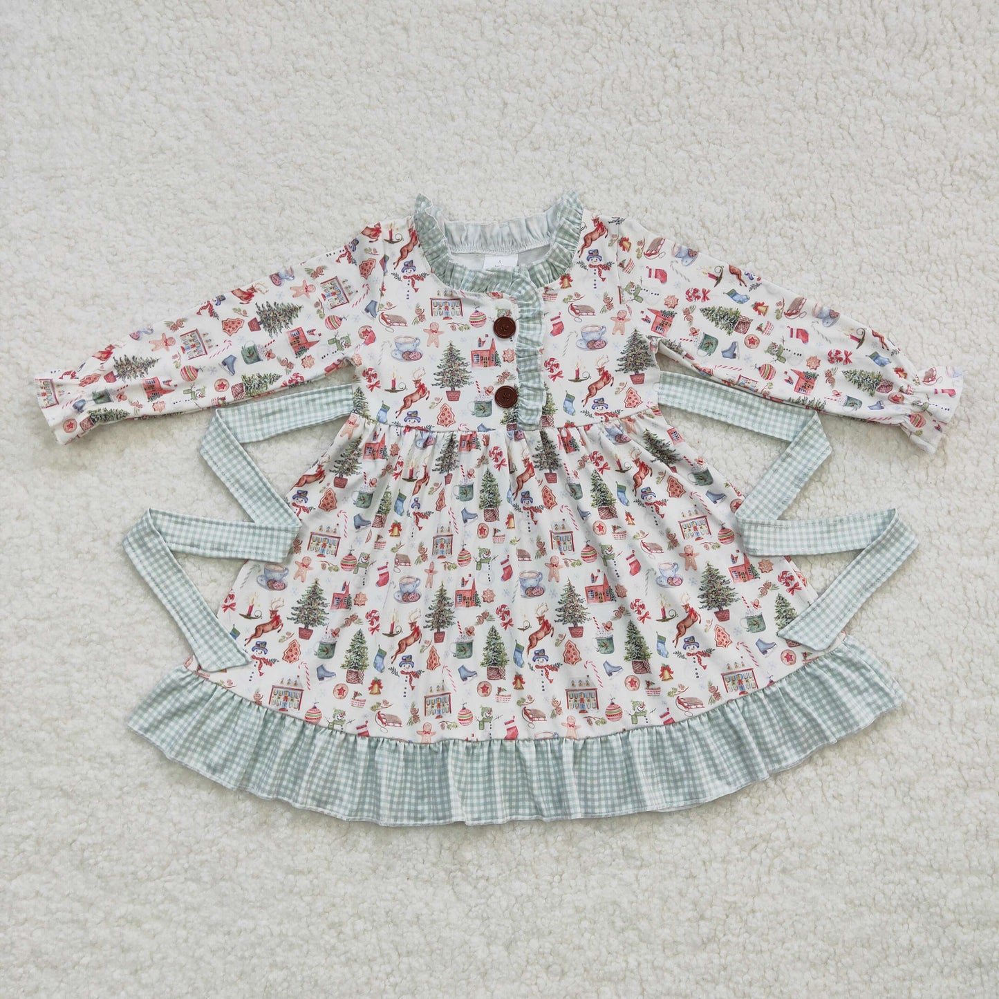 Christmas tree reindeer long sleeve dress