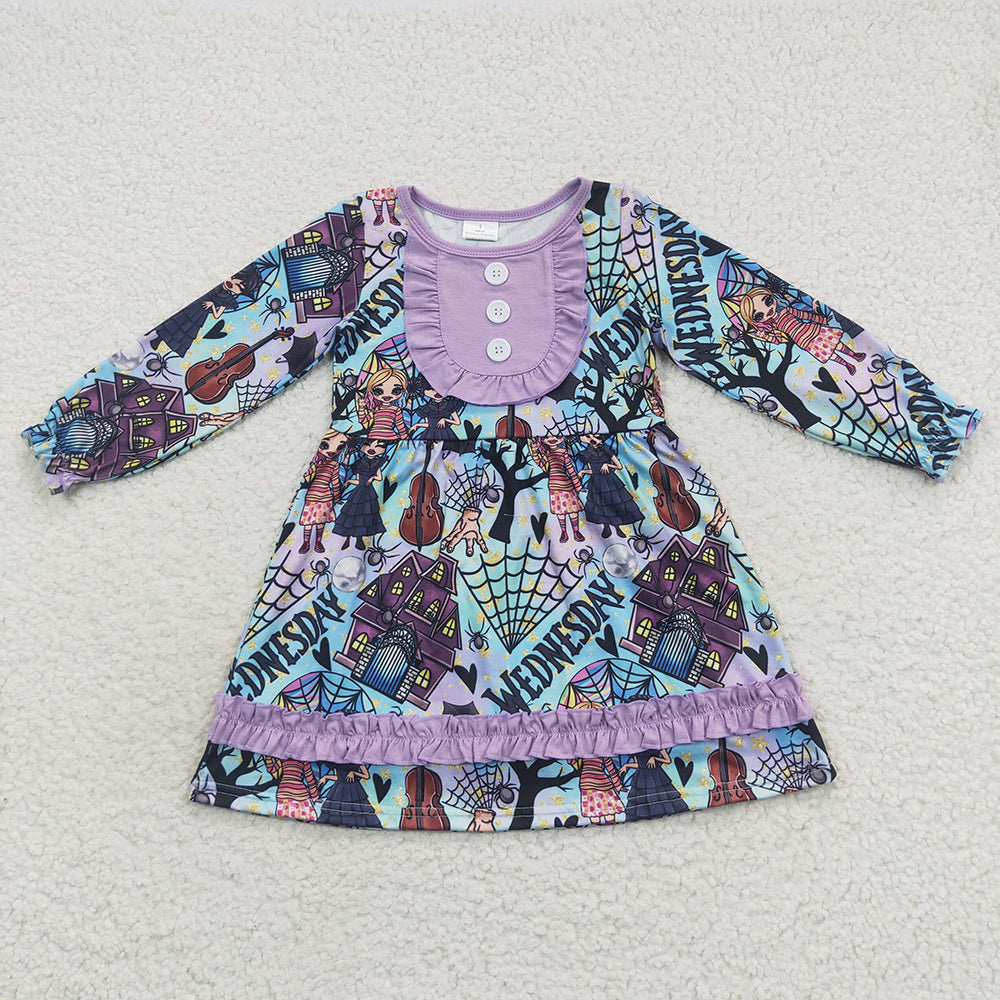 Children girls Movie print milk silk dress