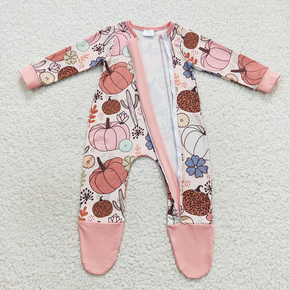 floral cactus pumpkin zip romper