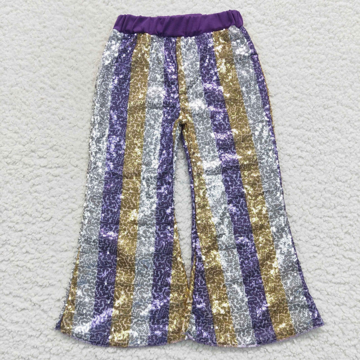 Halloween girls purple yellow sequins bell bottoms pants