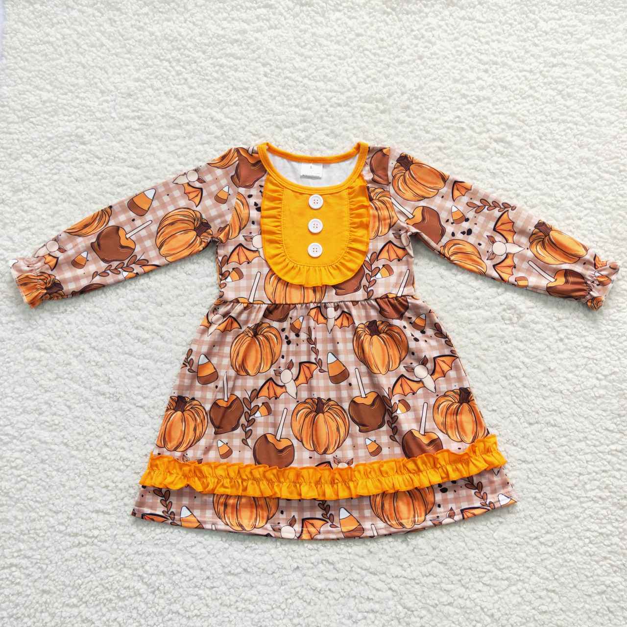 girls fall pumpkin milk silk dress