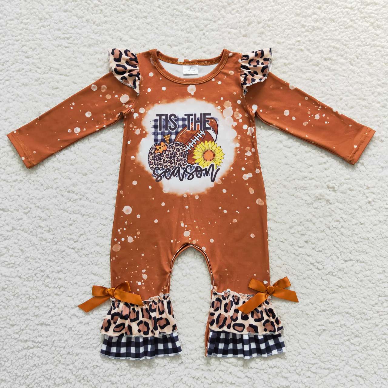 pumpkin season football zip romper