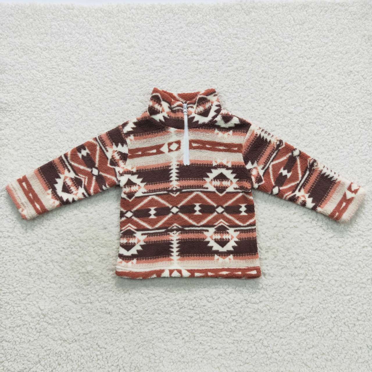 baby girls long sleeve Western Aztec sherpa pullover coat