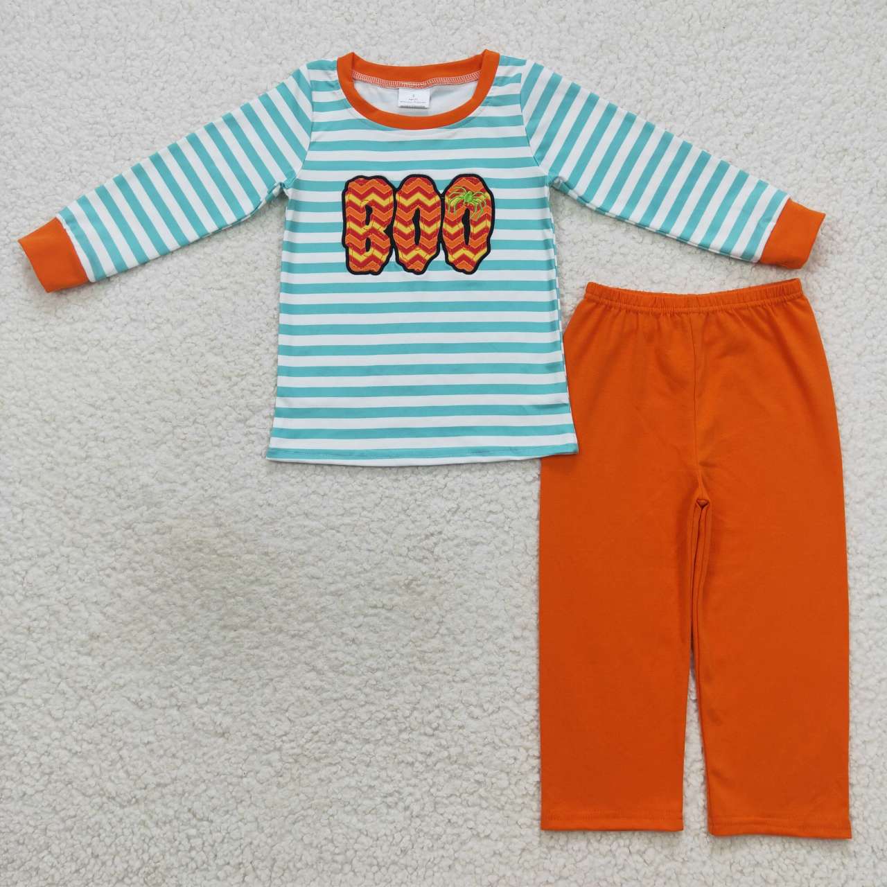 embroidery boo boy Halloween pumpkin clothes set