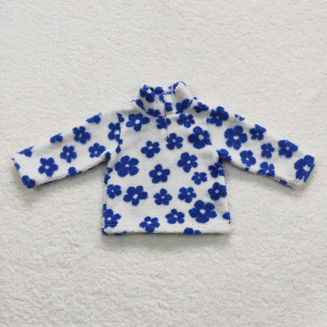 blue flower Sherpa jacket pullover coat