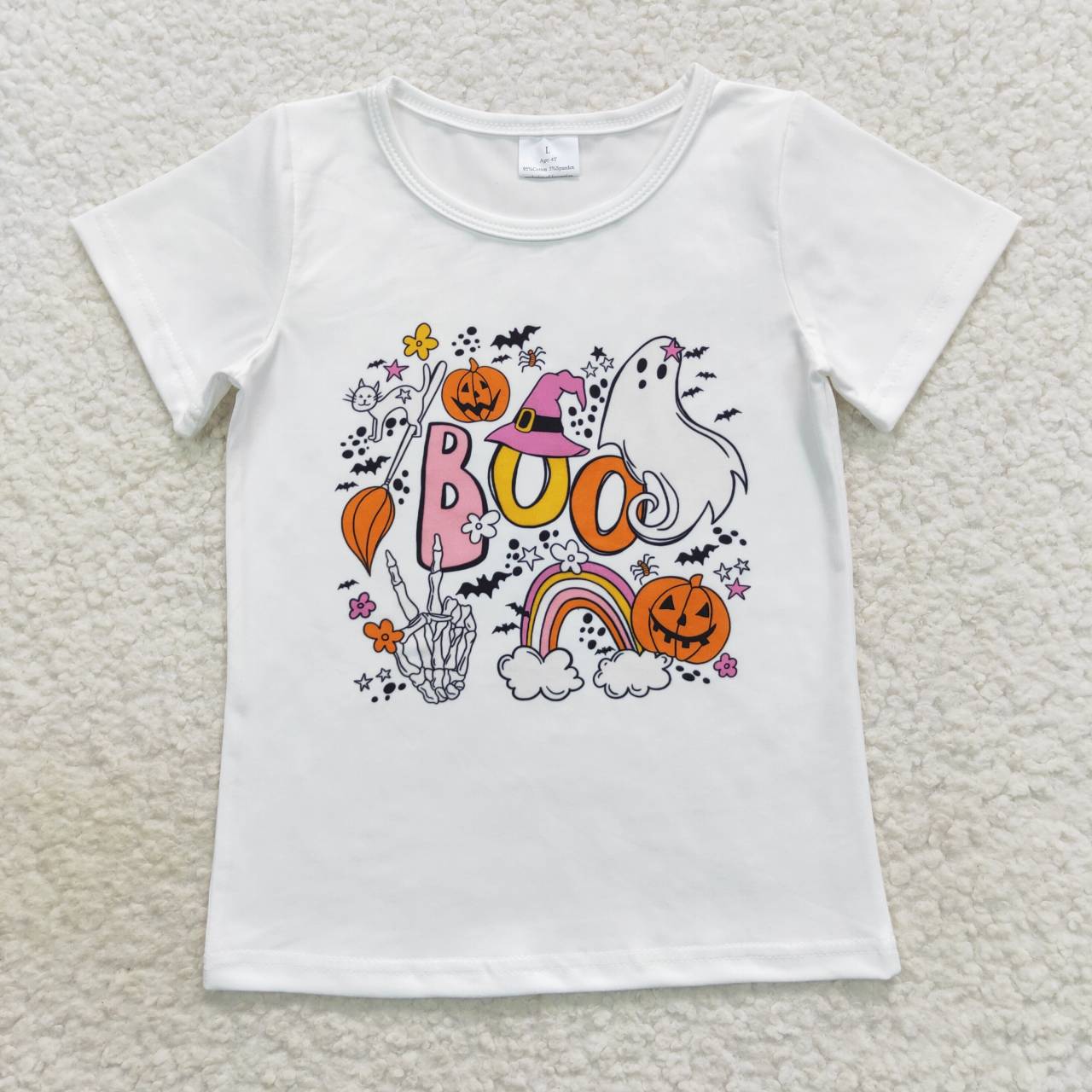 kids Halloween boo pumpkin shorts sleeve t-shirt