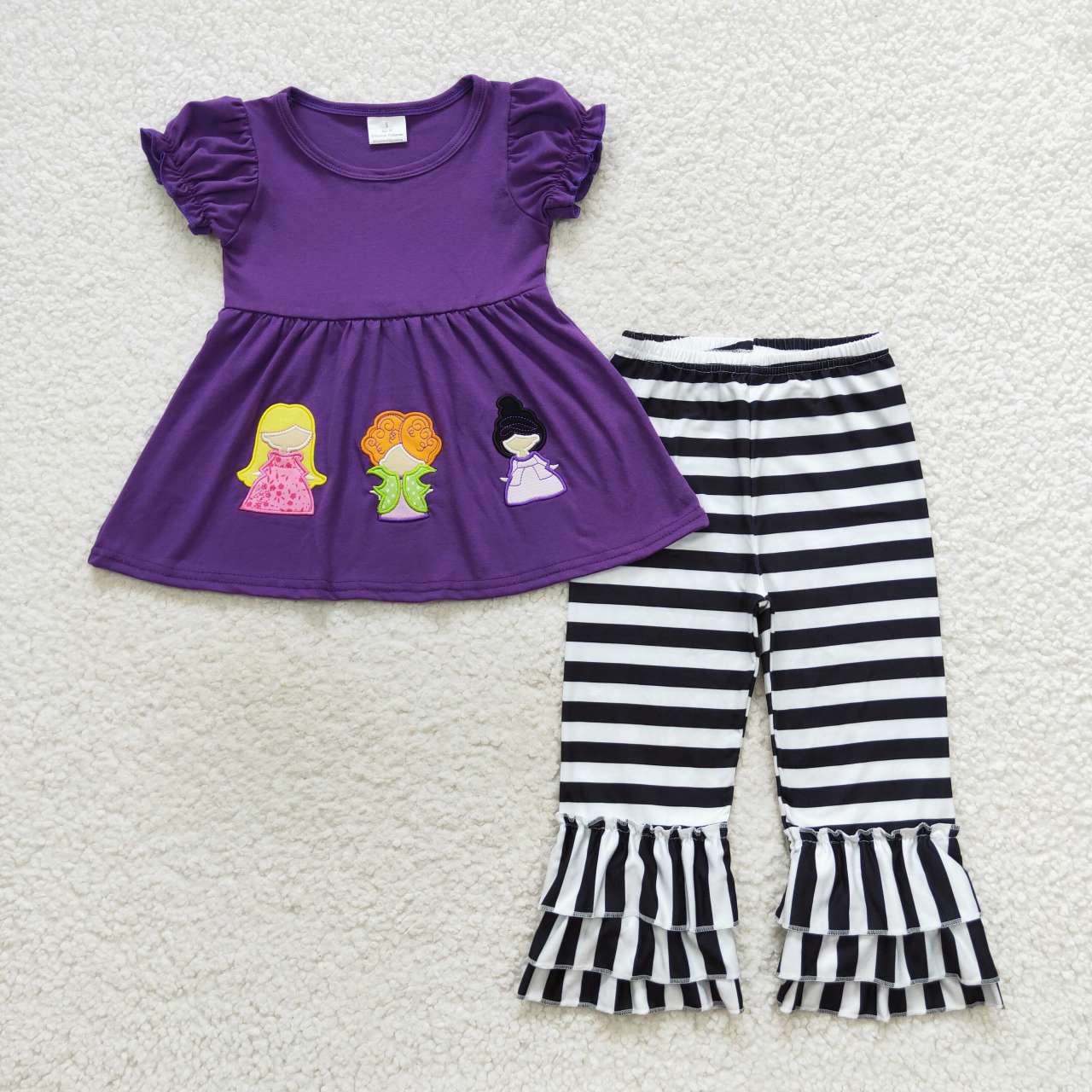 Halloween girls long sleeve tunic top ruffle pants clothes set