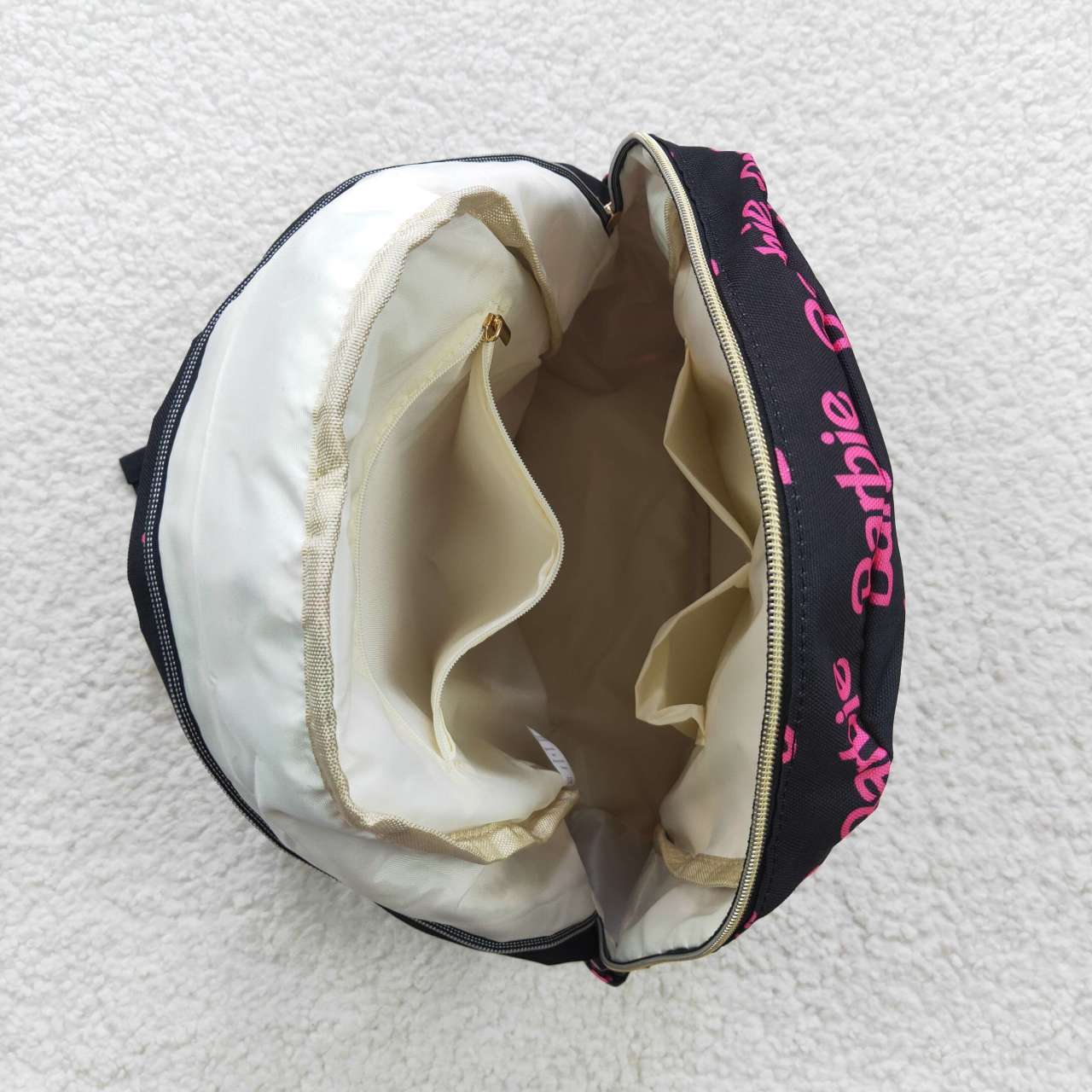 baby girls pink doll print backpack kids bag