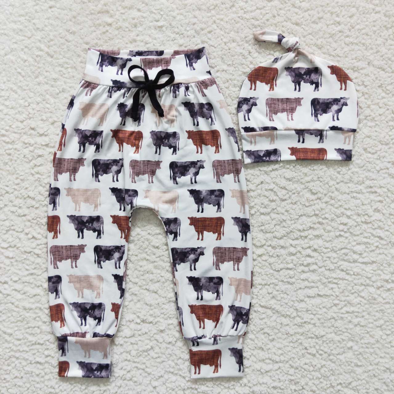 farm cow milk silk leggings pants matching hats