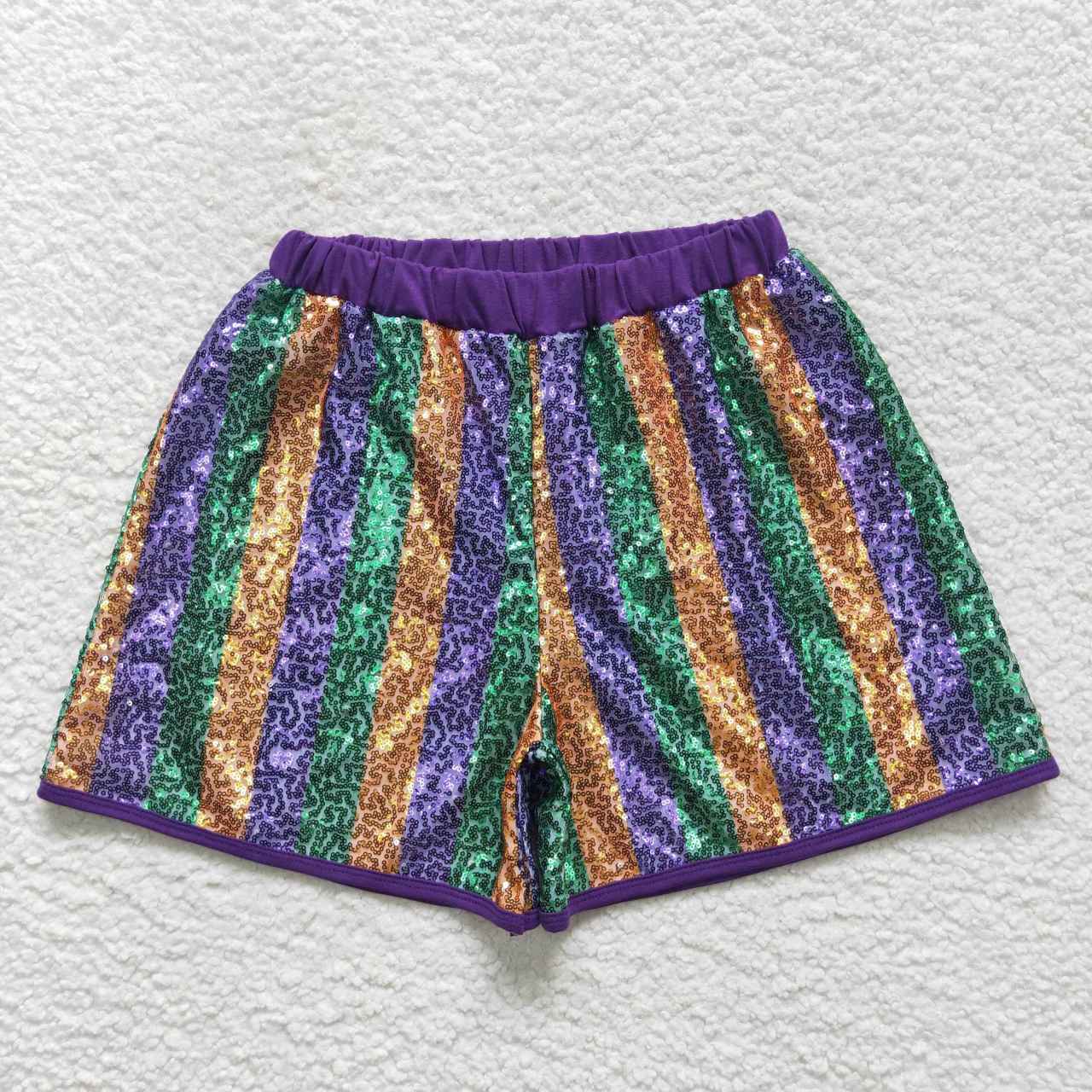 Adult women gold green purple sequins shorts