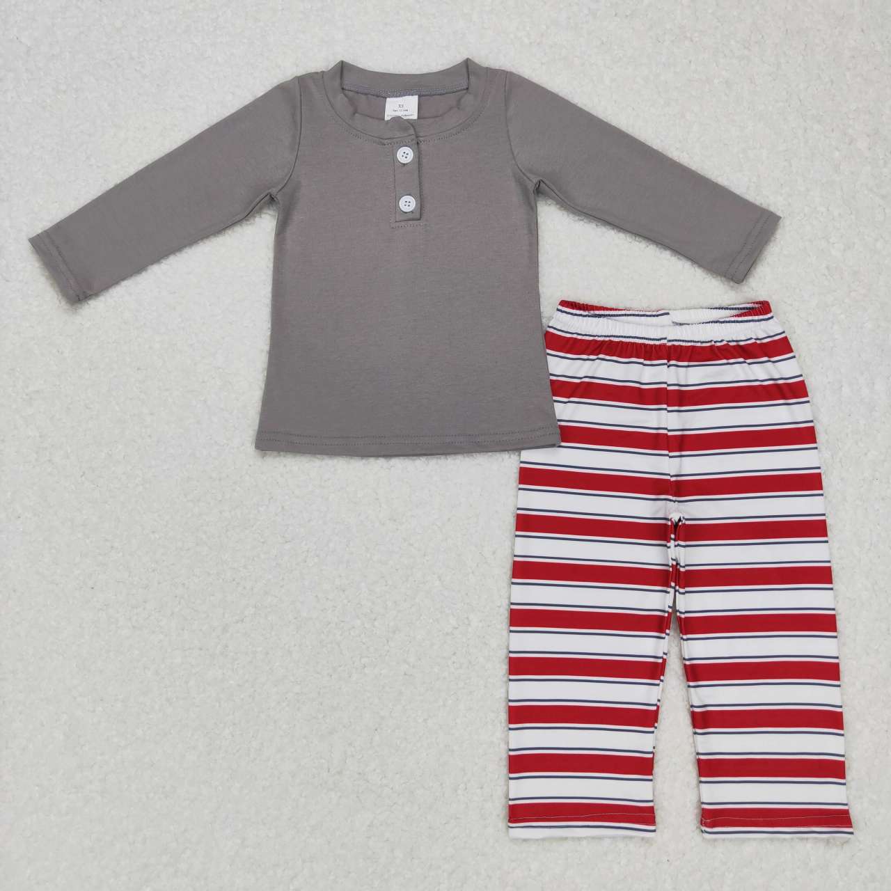 baby boy long sleeve red stripes pajama set
