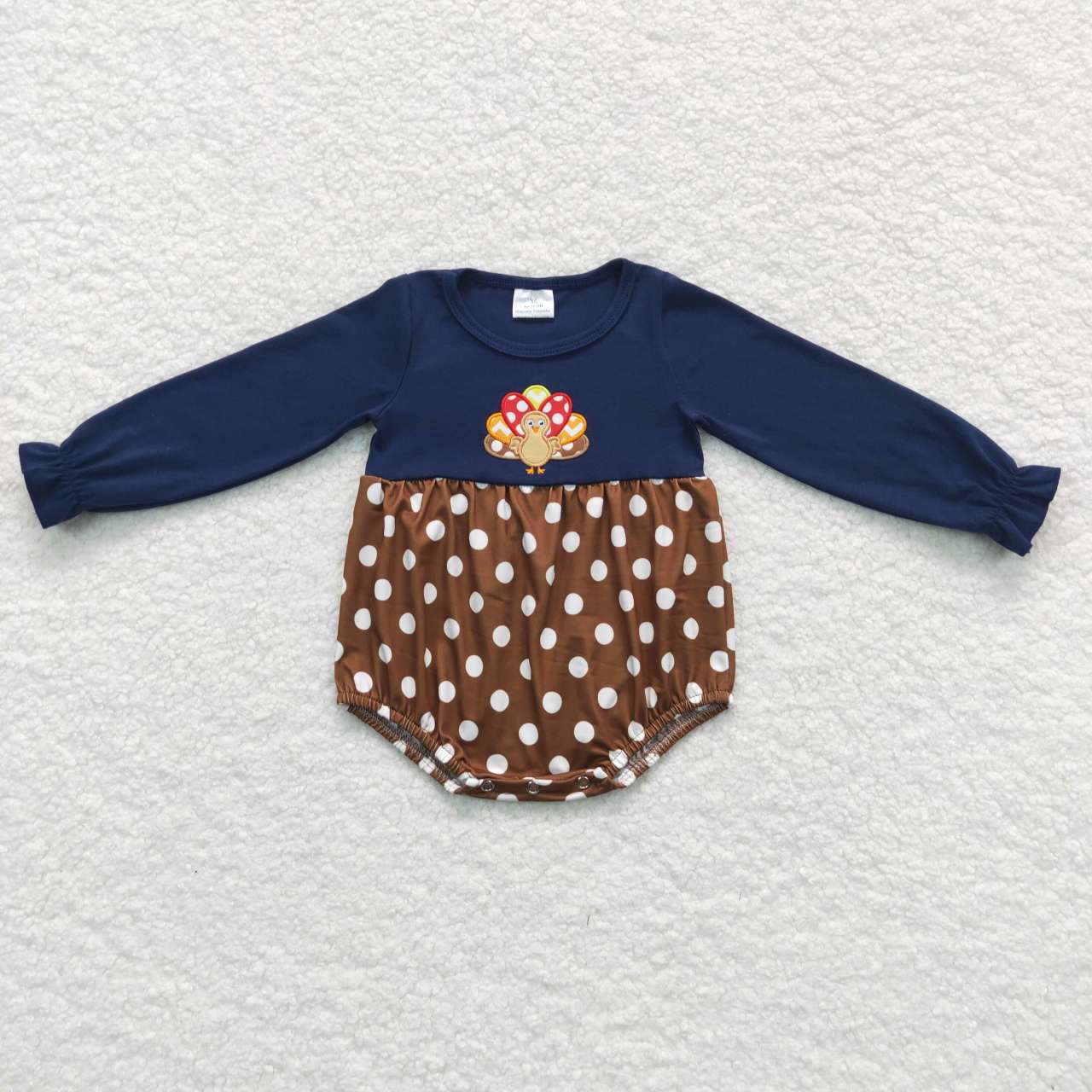 USA SHOP toddle girls embroidery turkey long sleeve Thanksgiving romper