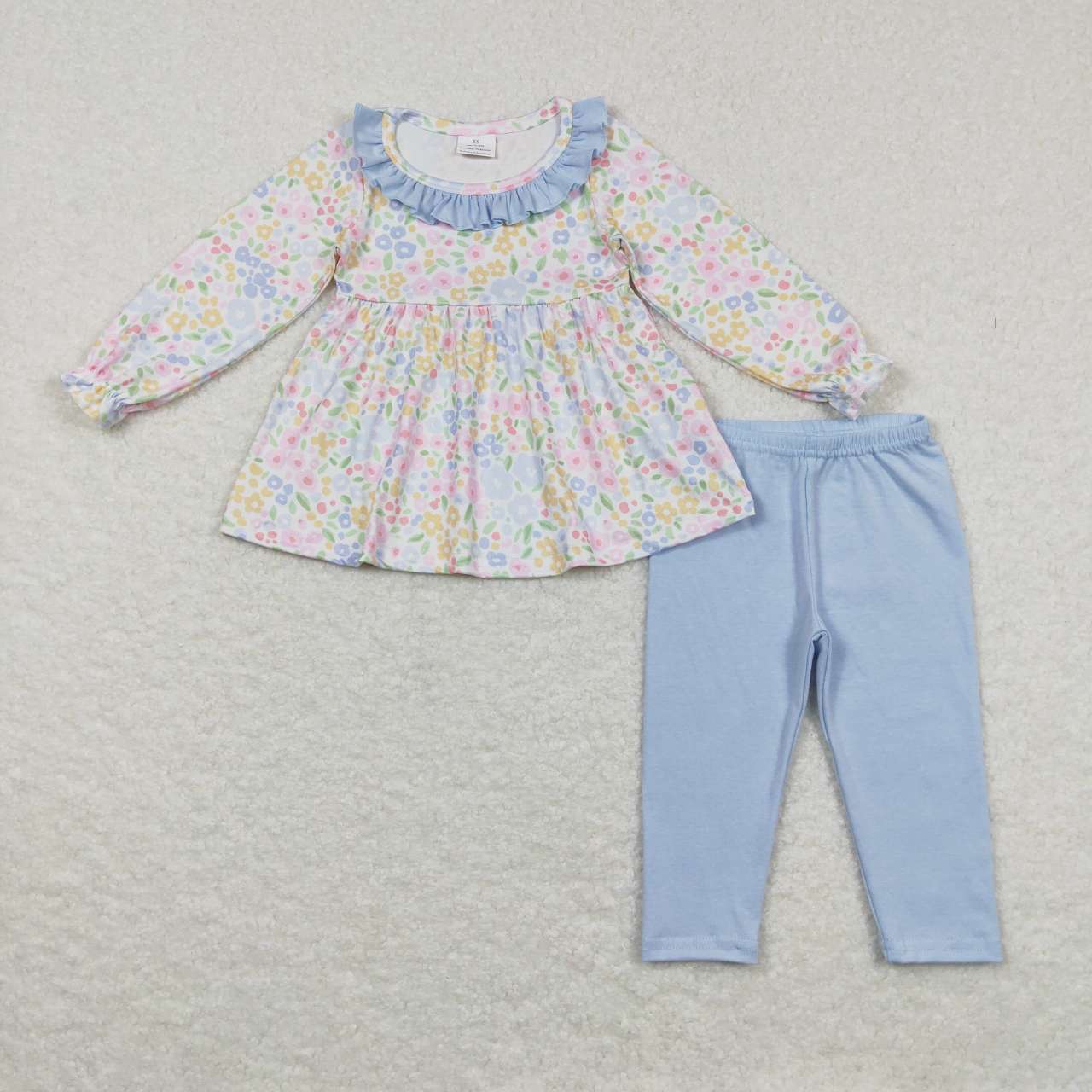 Baby girls Easter floral blue design outfit