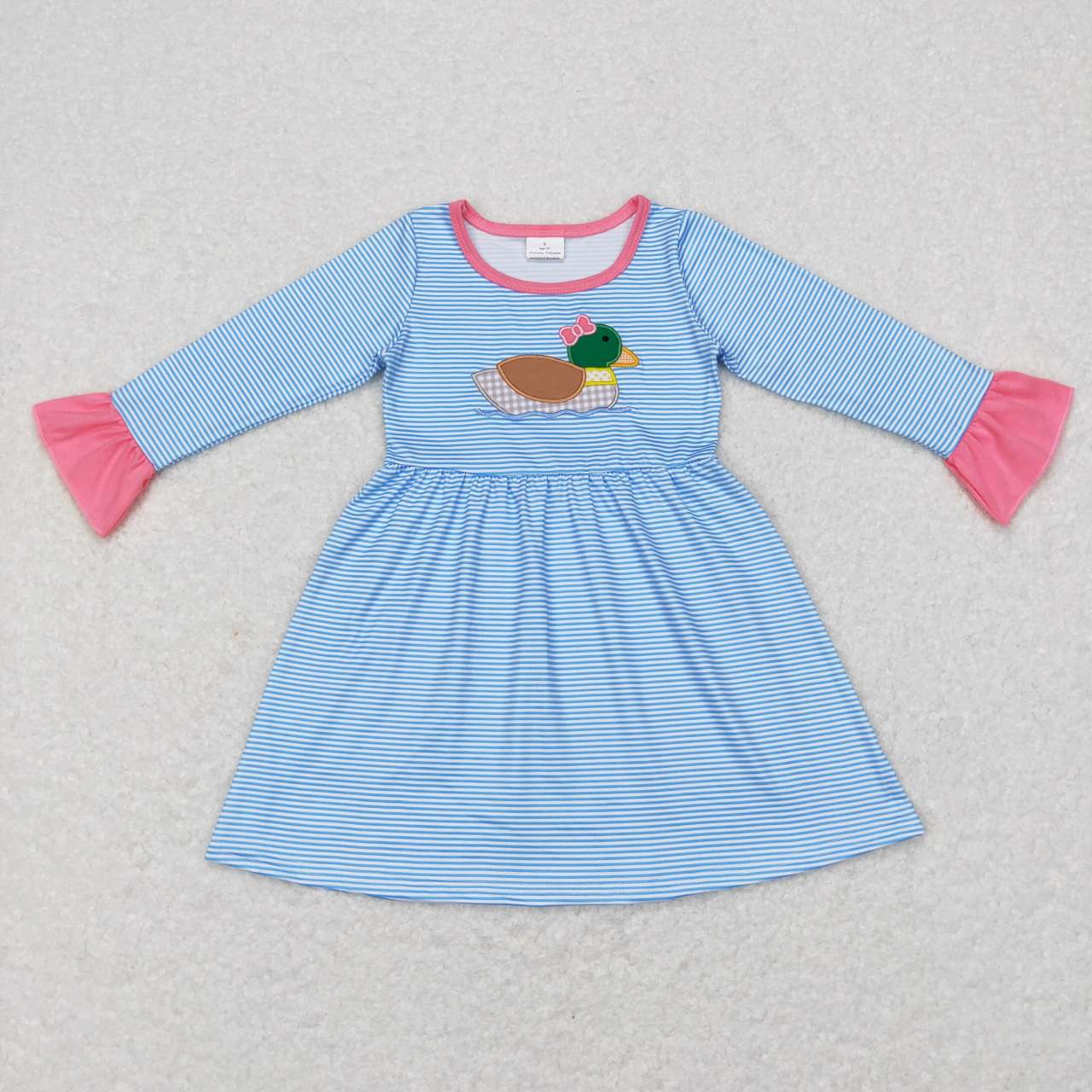 embroidery mallard duck long sleeve dress