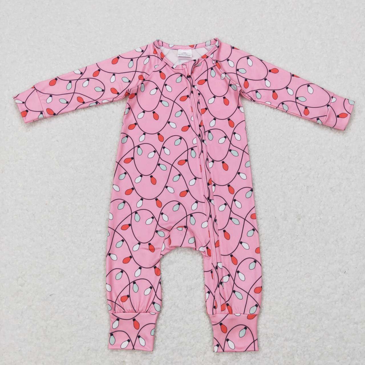 Christmas light footie romper