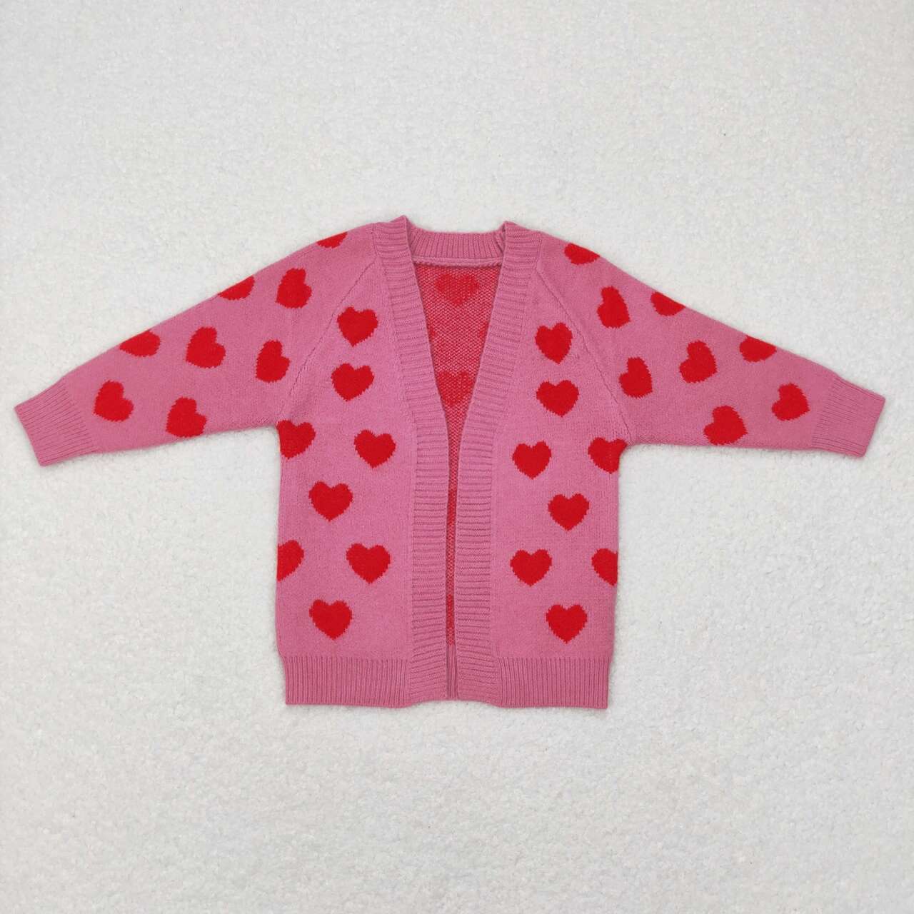 Valentines day heart print long sleeve sweater cardigan
