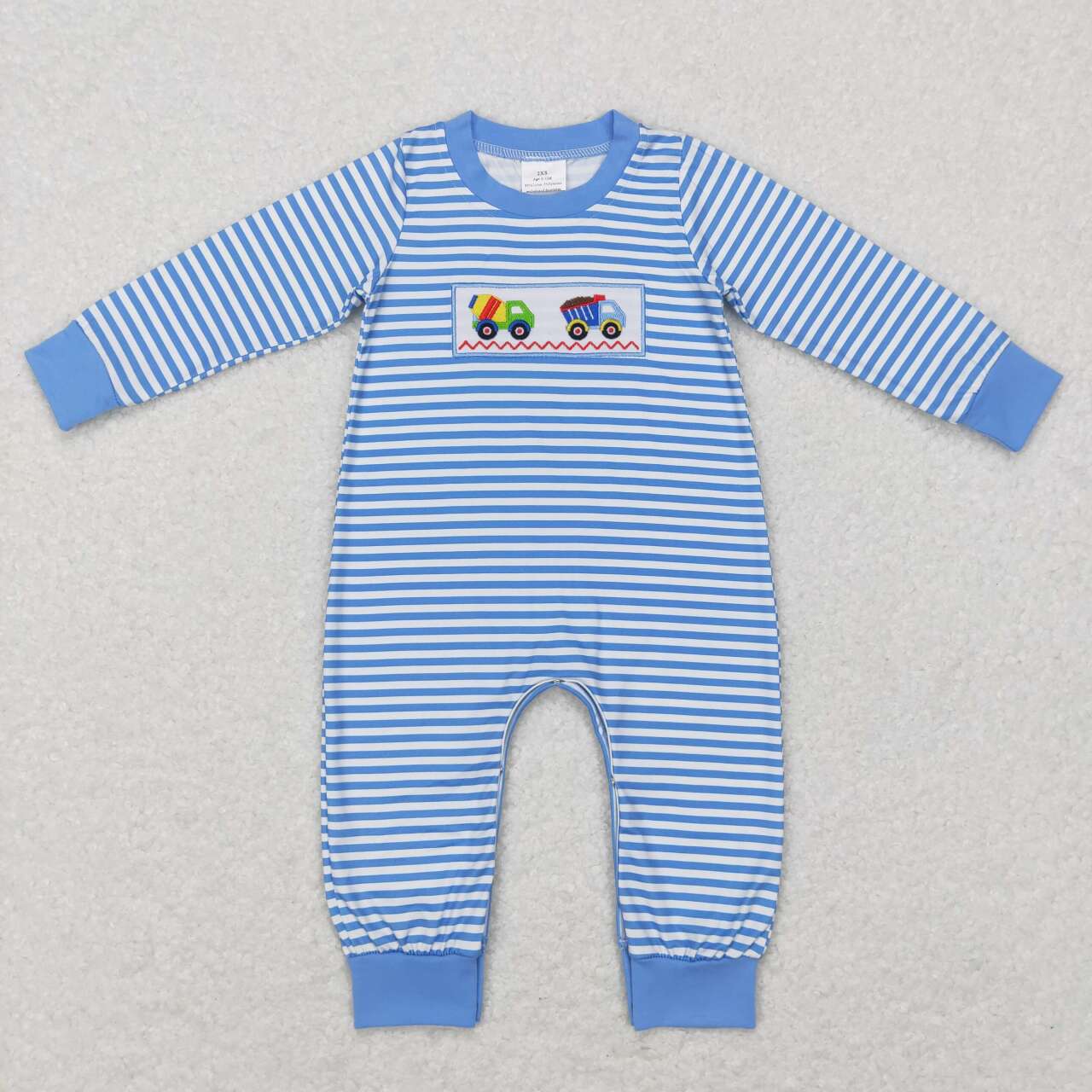 baby boy long sleeve construction romper