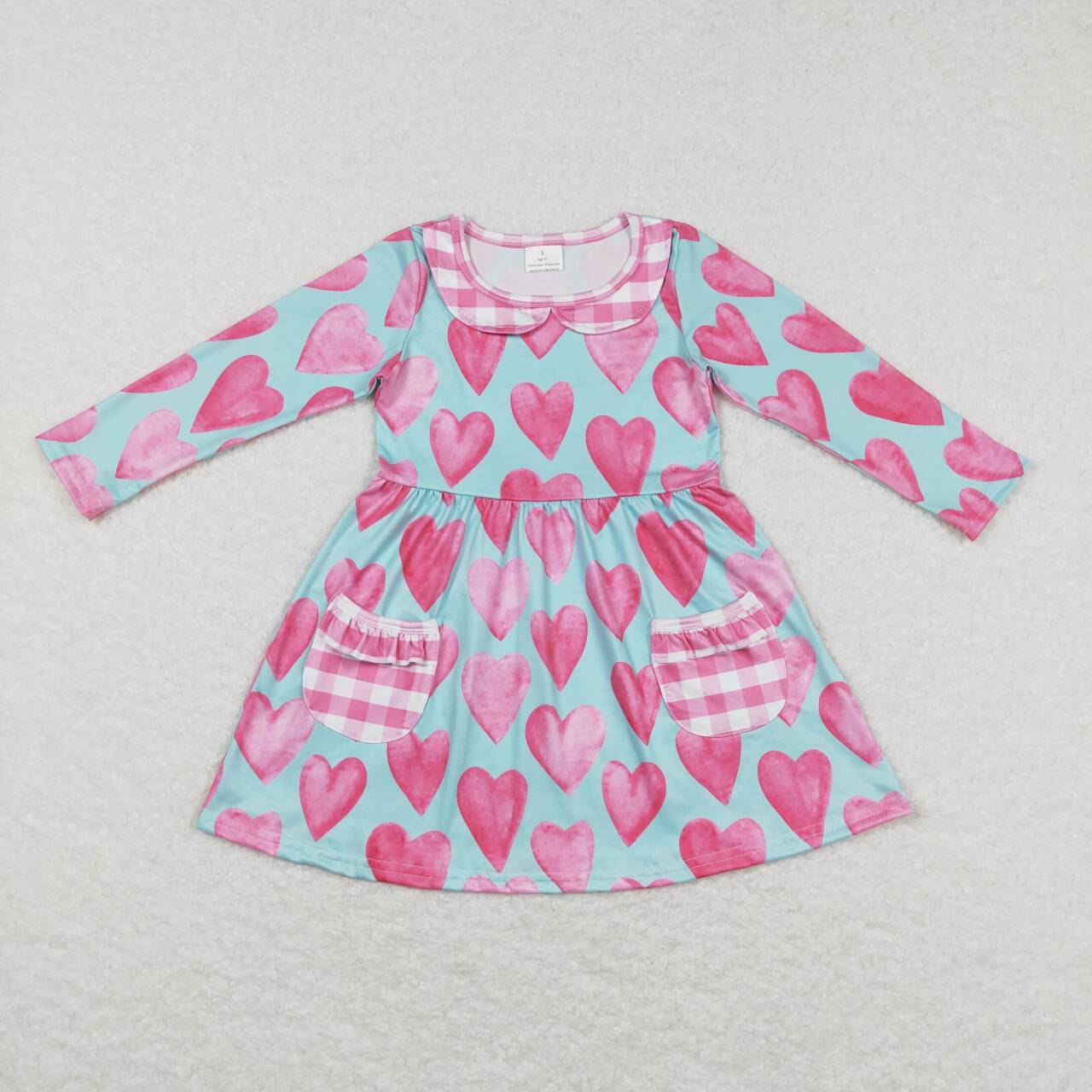 Valentines day pink heart long sleeve dress