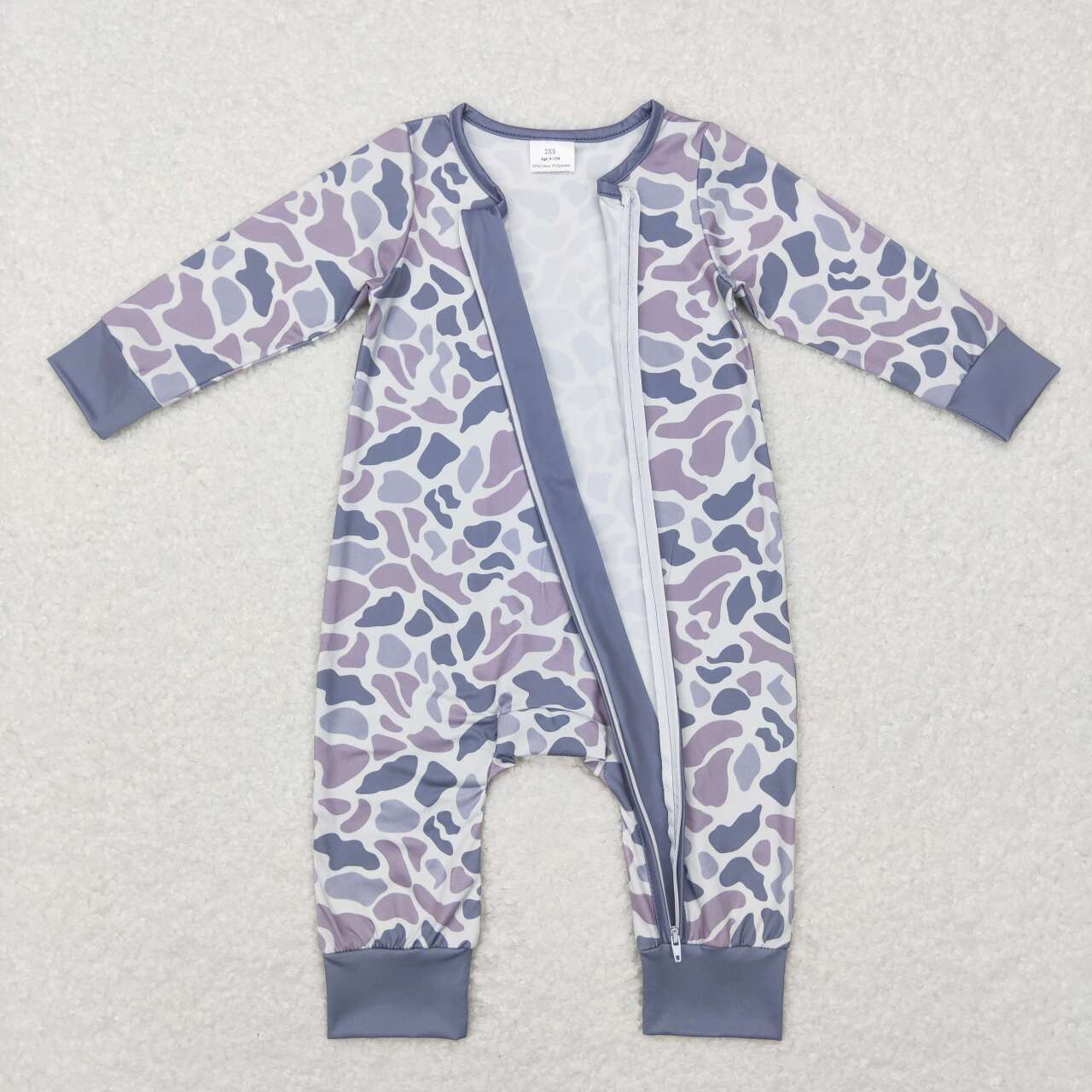 baby boy long sleeve camo zip romper