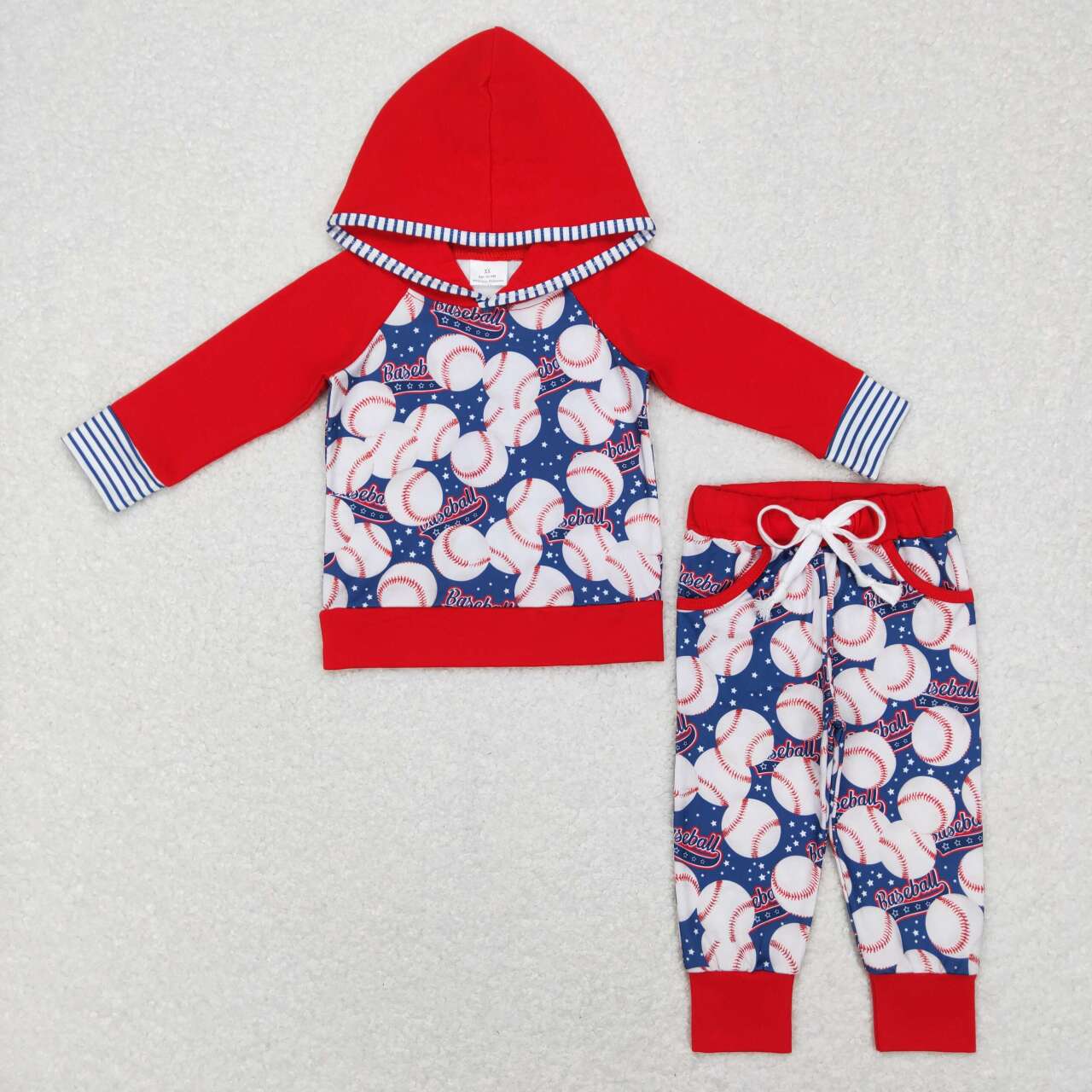 baby boy long sleeve baseball hoodie set