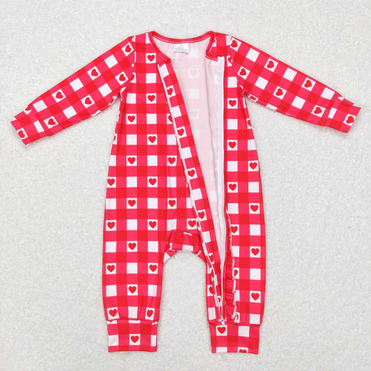 valentines day heart print zip romper
