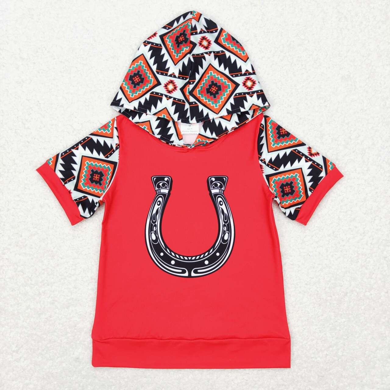 Horseshoe short sleeve hoodie top