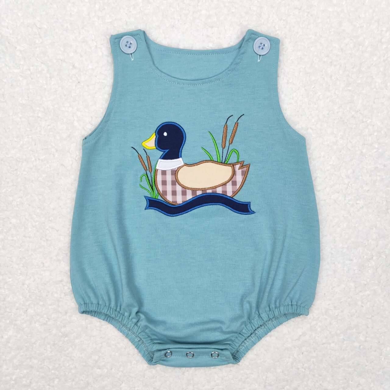 USA SHOP baby boy sleeveless embroidery mallard duck romper