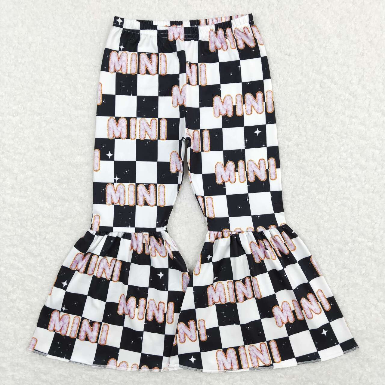 mini letter milk silk bell bottoms pants