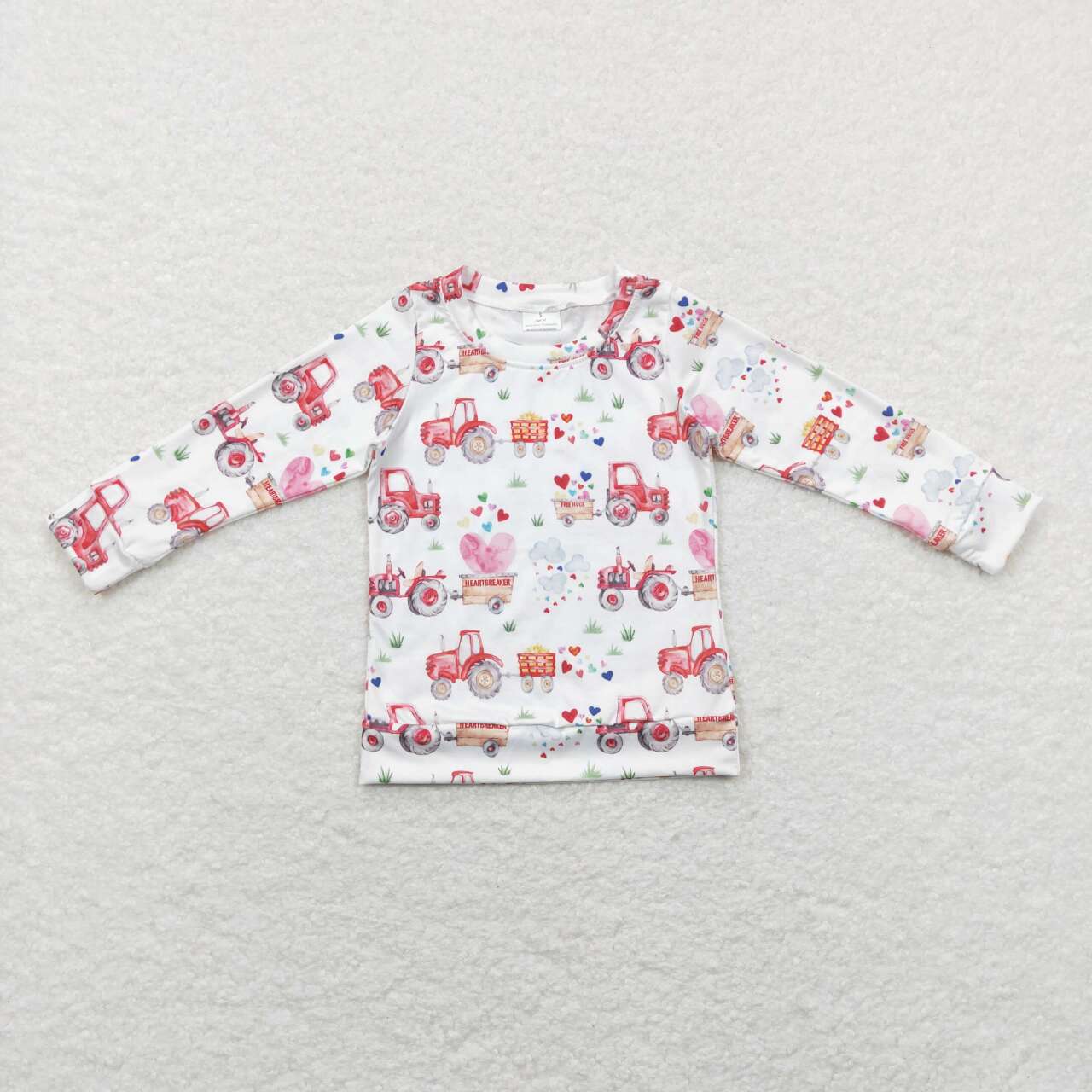 infant baby boy long sleeve heart tractor top