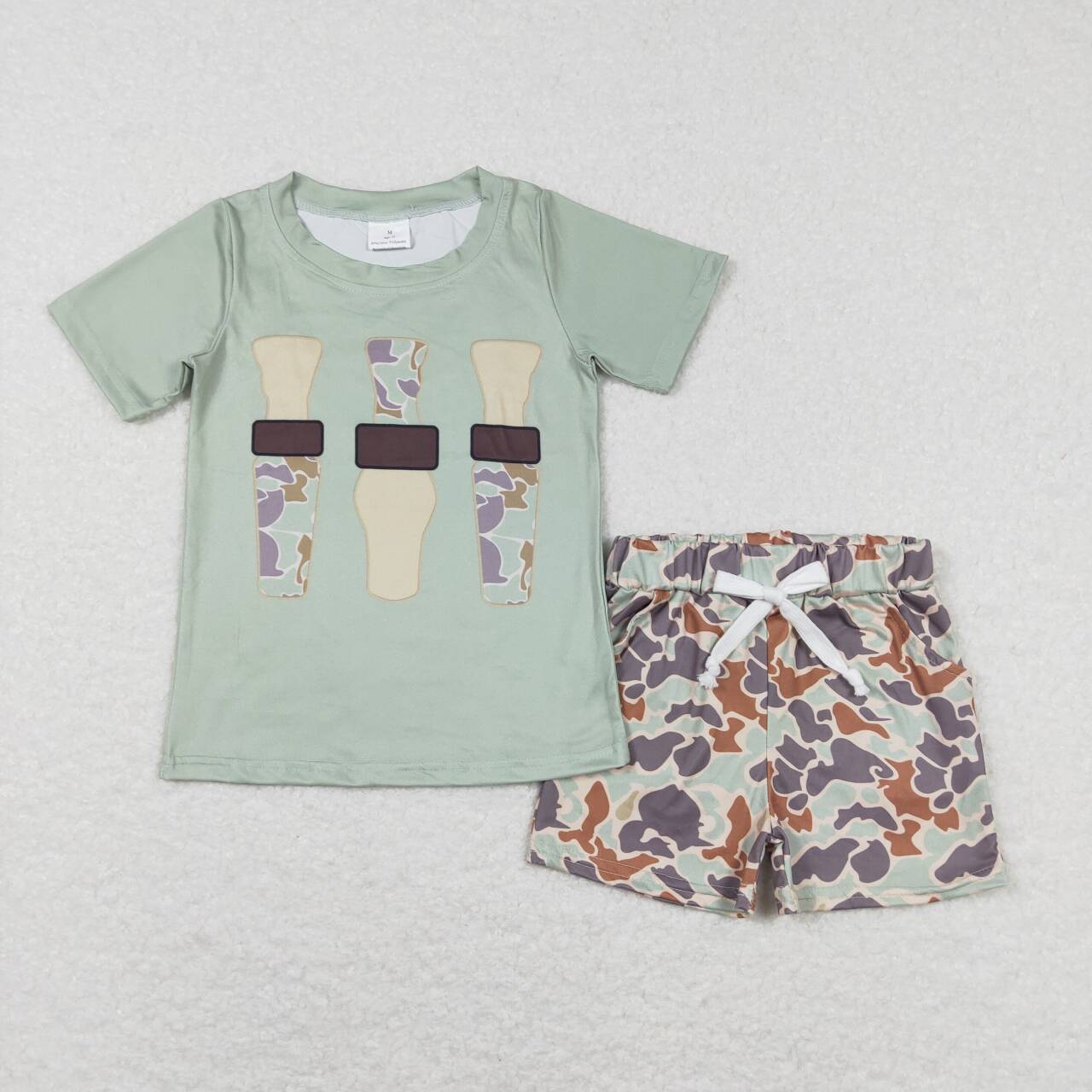 boy duck call shirt camo shorts outfit