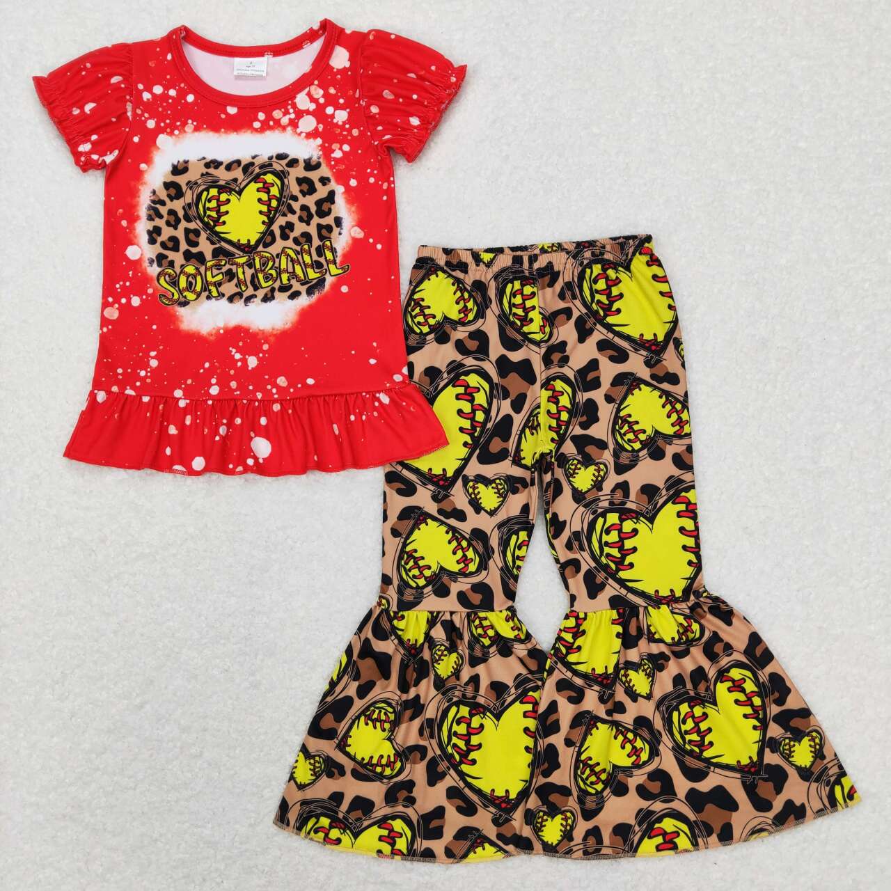 Girls softball heart game day sports outfit