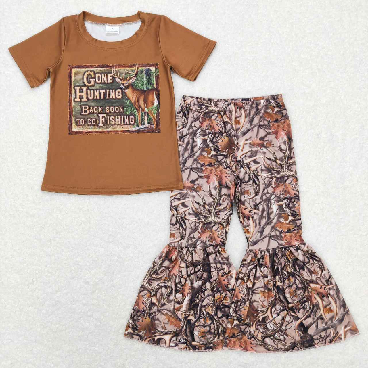 baby girls go hunting top matching bell bottoms outfit
